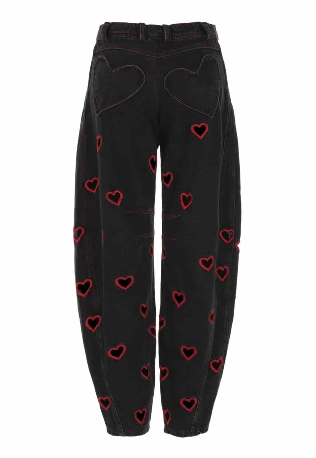 Mini Hearts Barrel Pants Black - miniatura 2