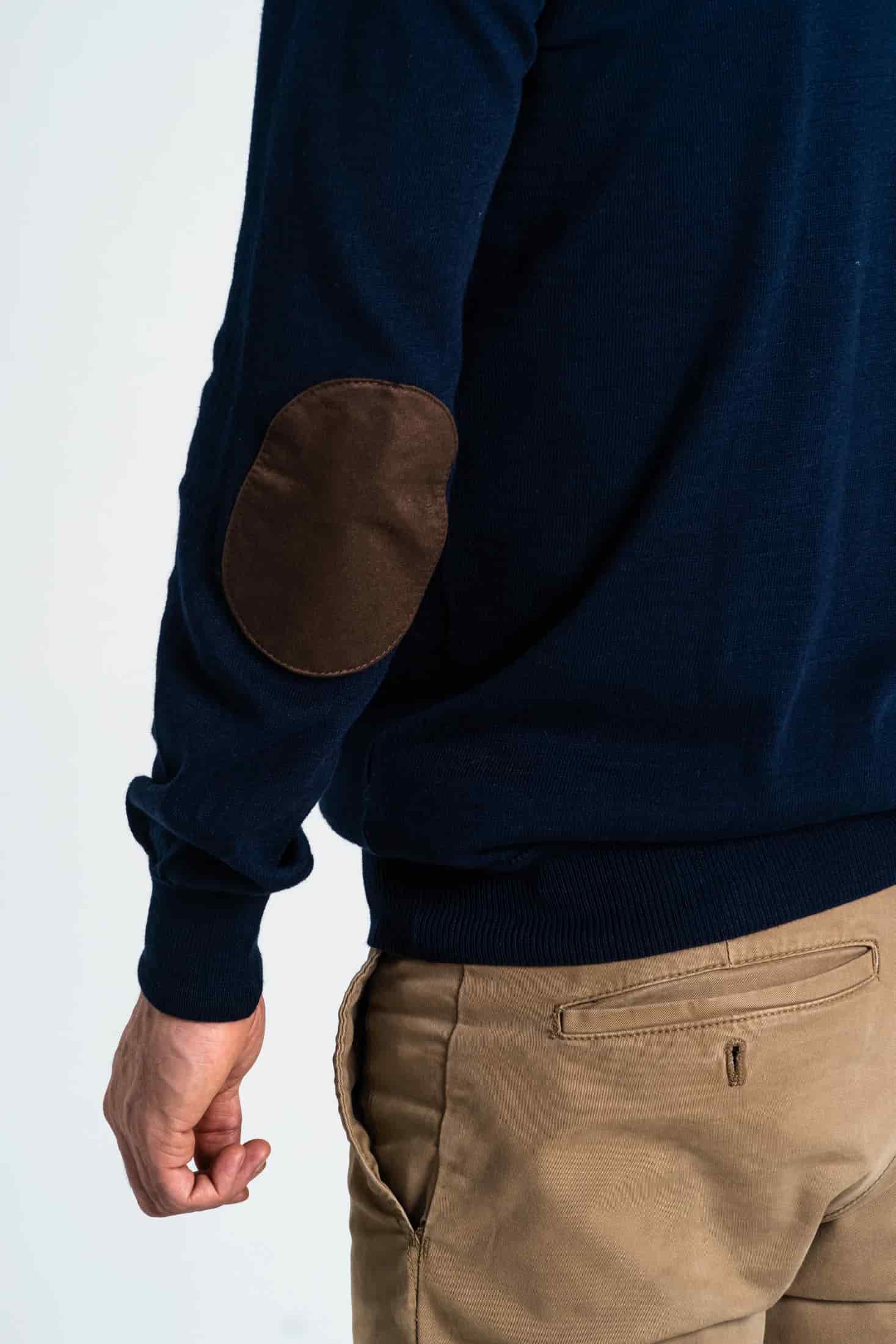 Saco Coderas Cuello V Algodón Azul Oscuro - miniatura 1