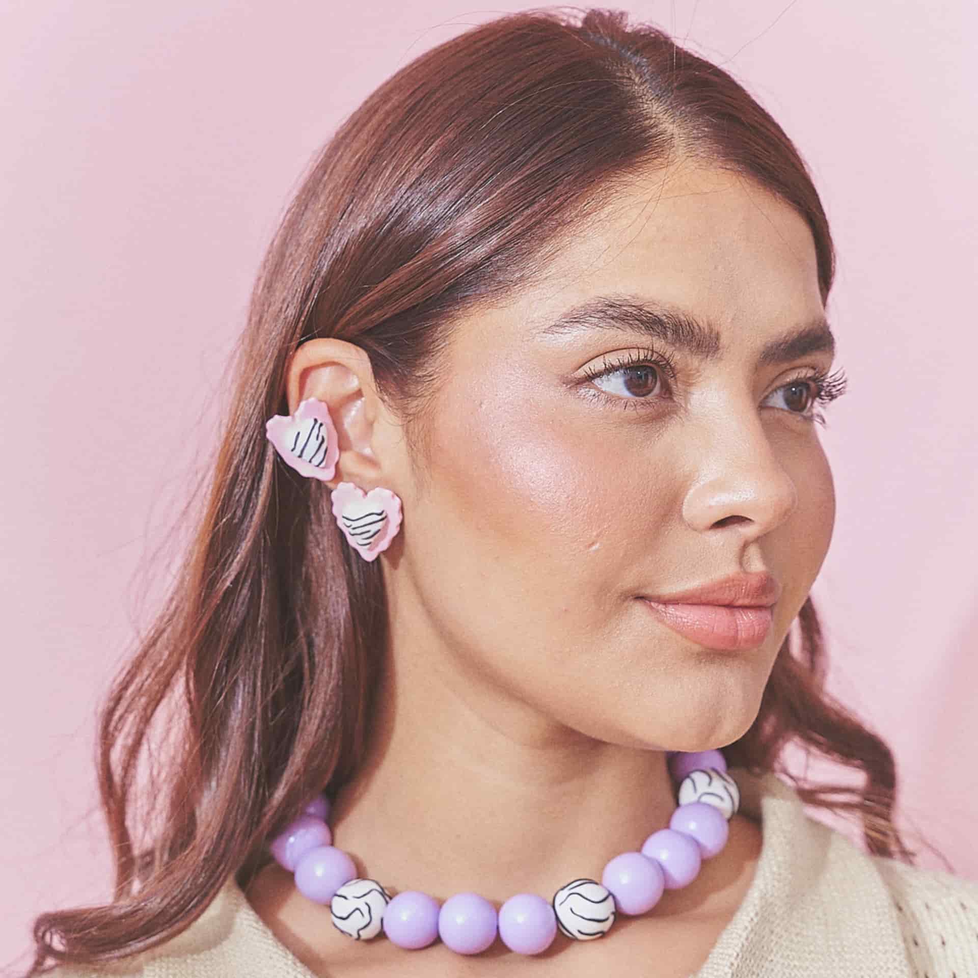 Aretes Corazón Rayado Mix Mini - miniatura 1