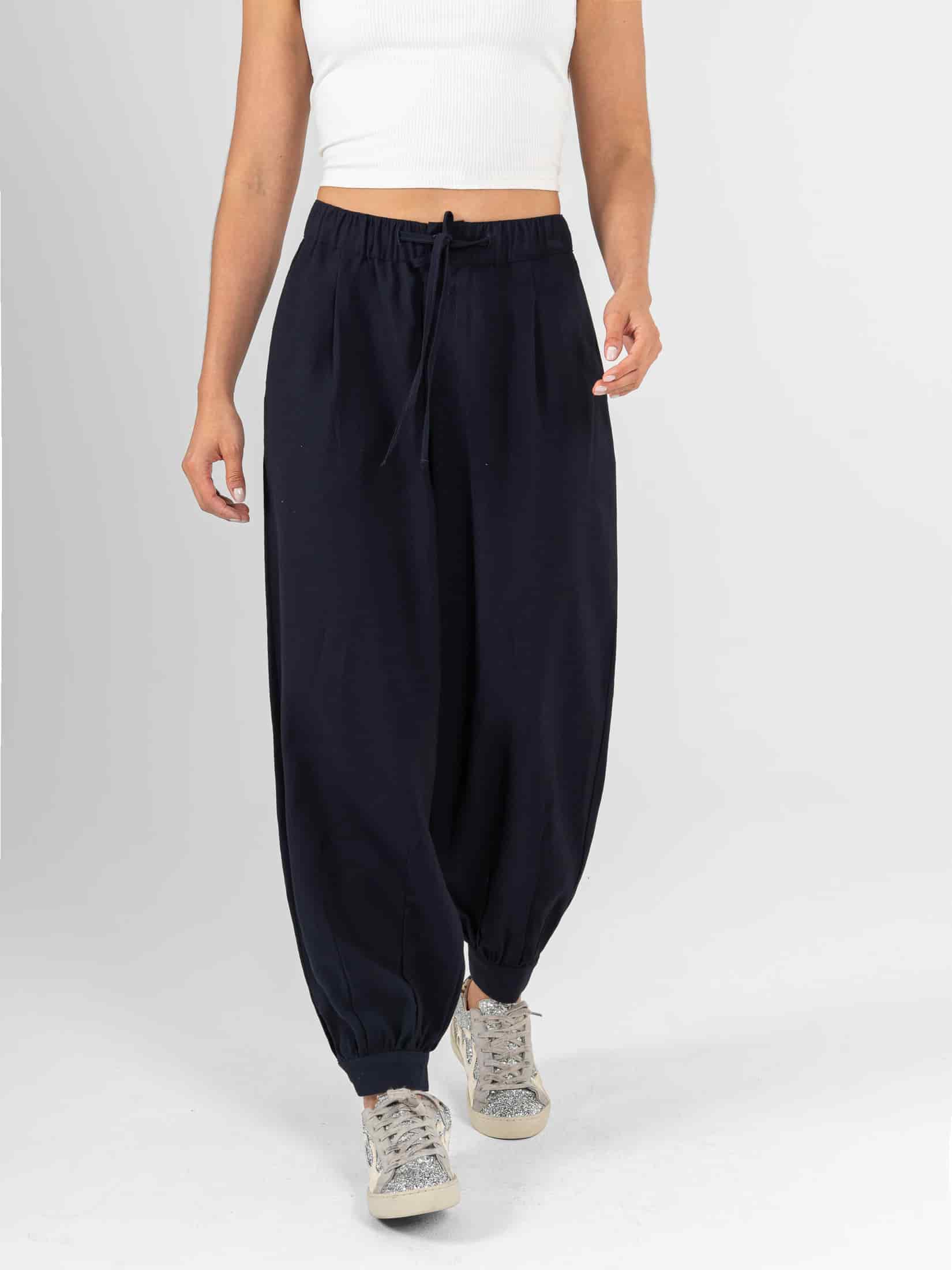 Ref: 0620538 Pantalón wide leg, tejido plano liviano, tiro alto, detalle en bota, tono azul oscuro - miniatura 1