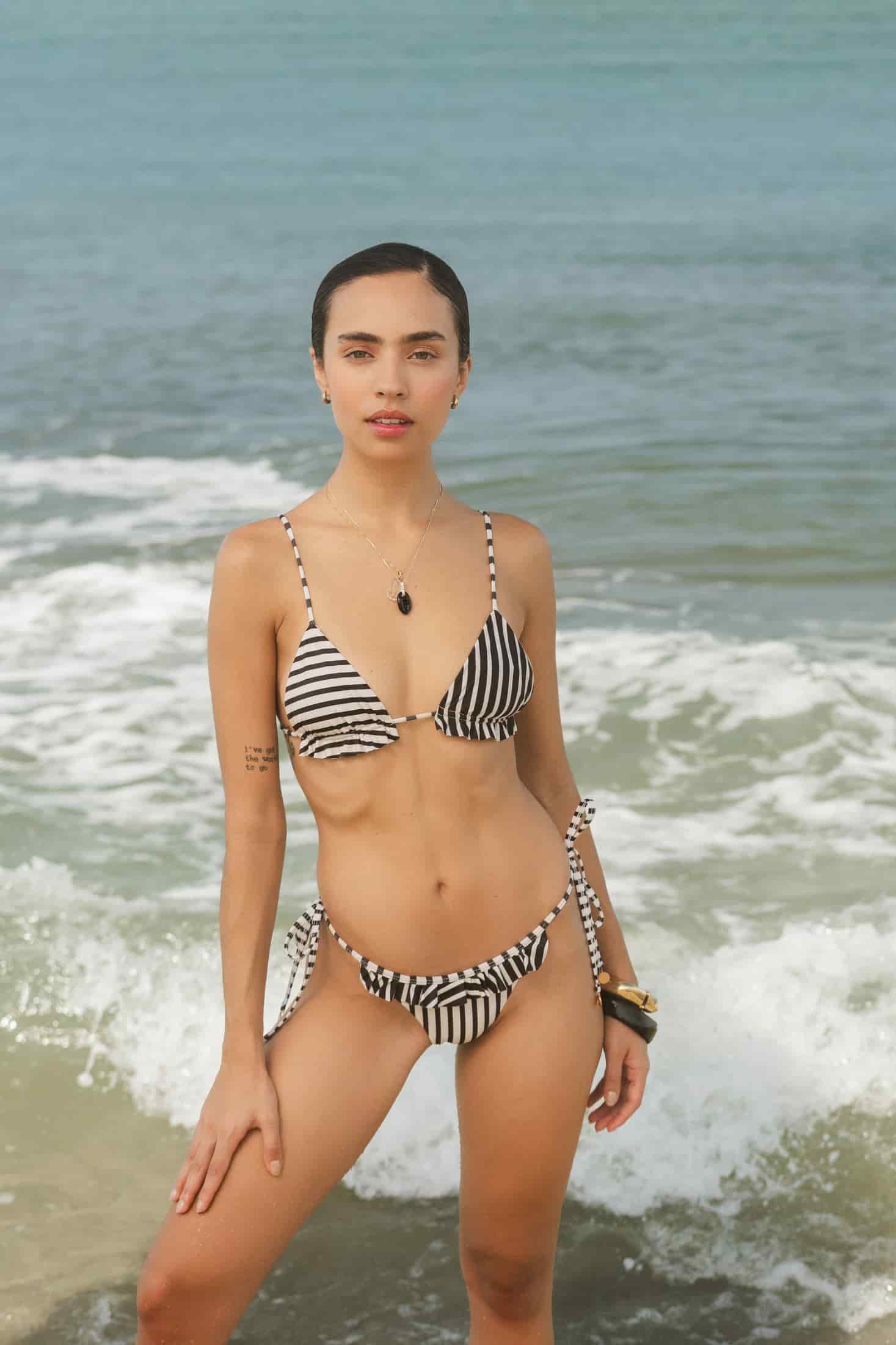 AISHA BIKINI BOTTOM - BLACK/IVORY - miniatura 4