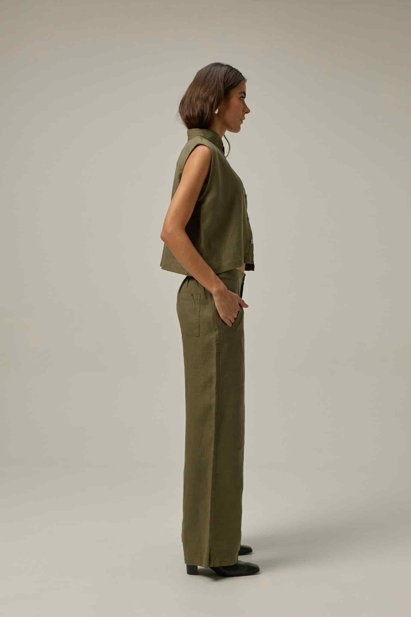 Pantalón Serre de lino | Verde Oliva - miniatura 3