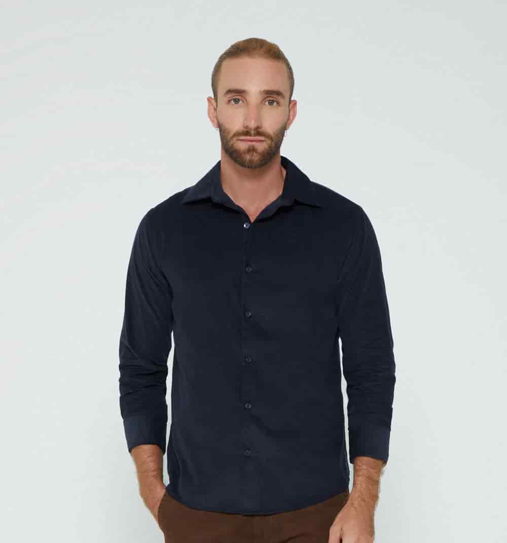 Camisa para hombre  con tela corduroy - miniatura 10