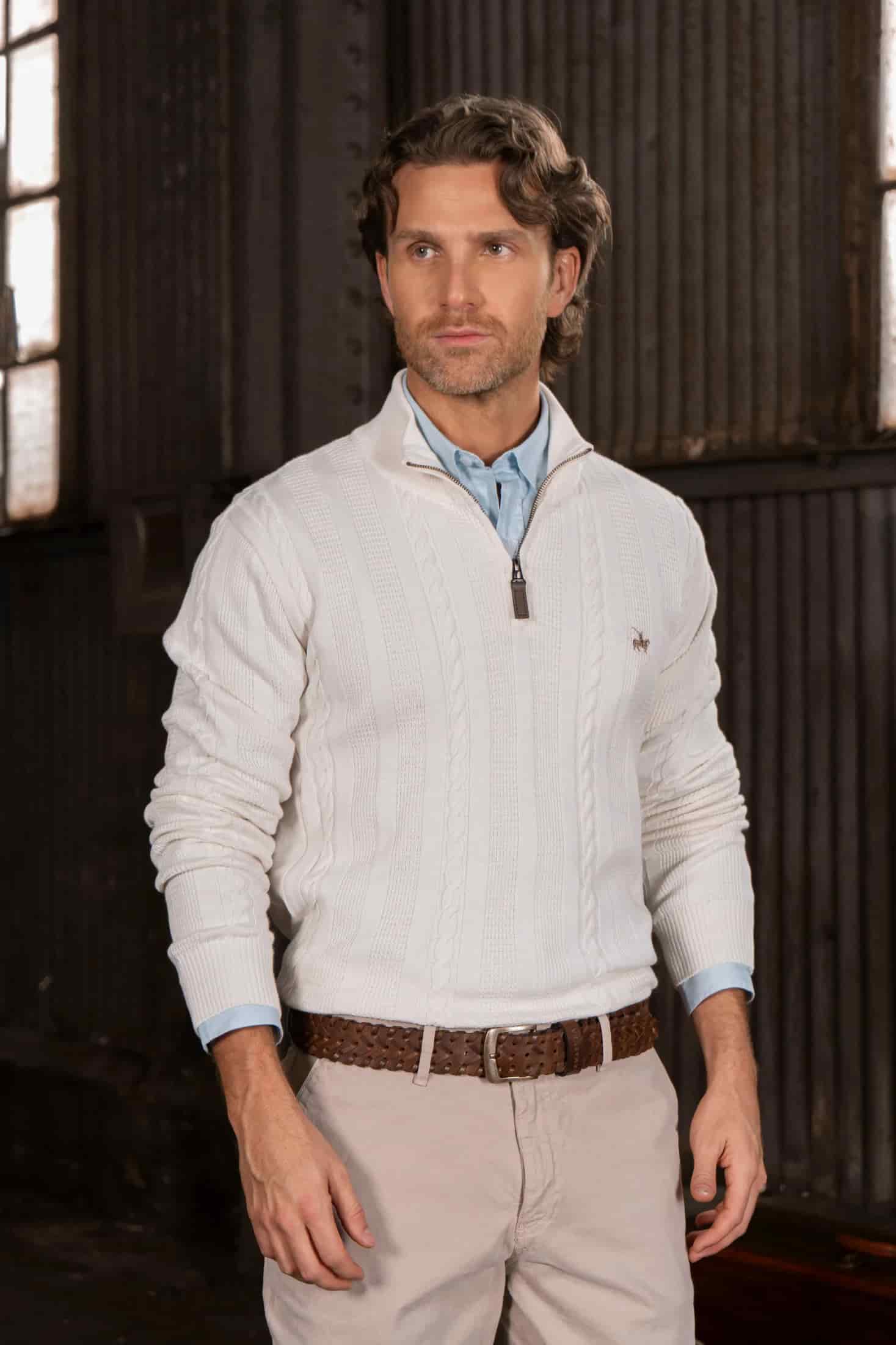 Suéter Halfzip Atlas Hombre Hueso - miniatura 2