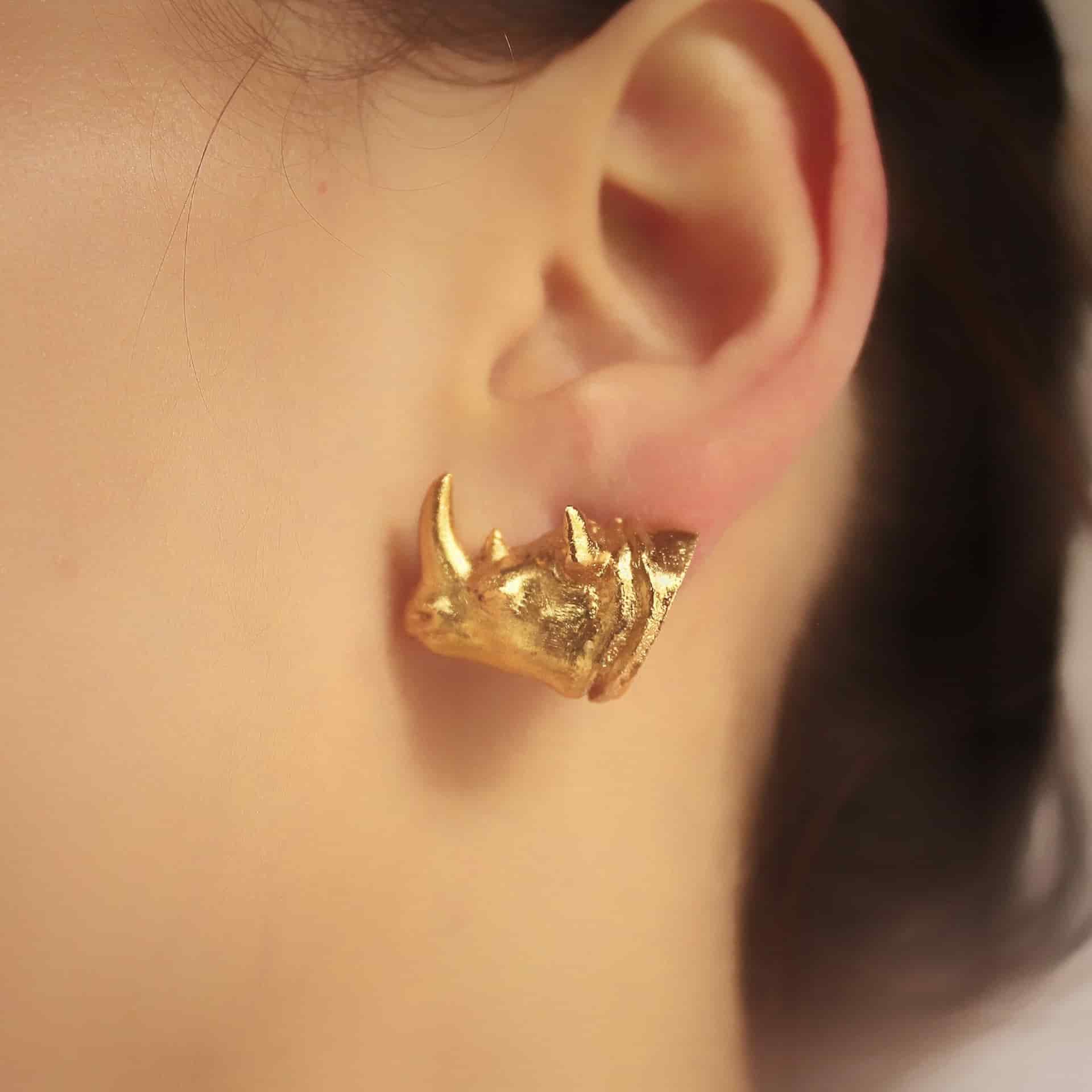 Aretes cabeza de rinoceronte - miniatura 2