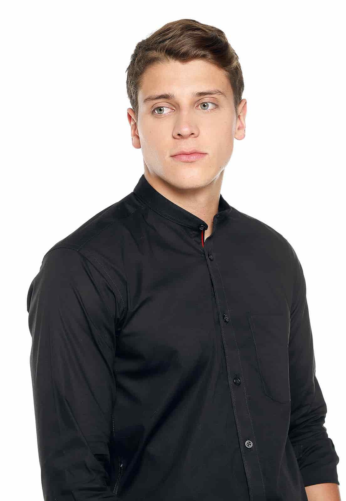 Camisa cuello nerú negra slimfit - miniatura 4