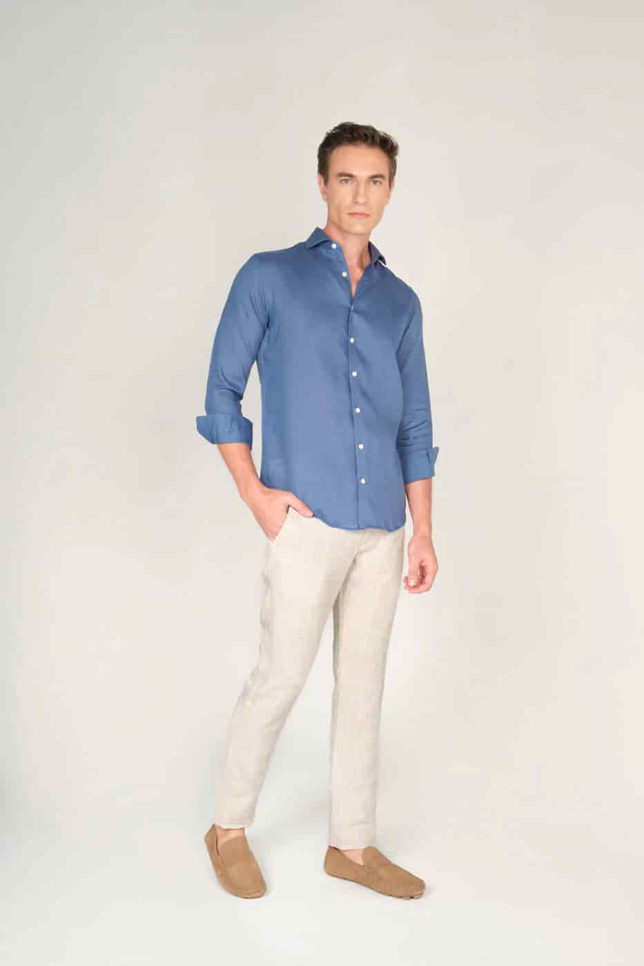 Pantalón Slim Lino Piñacolada Natural - miniatura 1