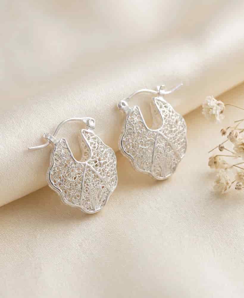 Aretes Renacer diseño Hoja tipo candonga Filigrana - miniatura 2