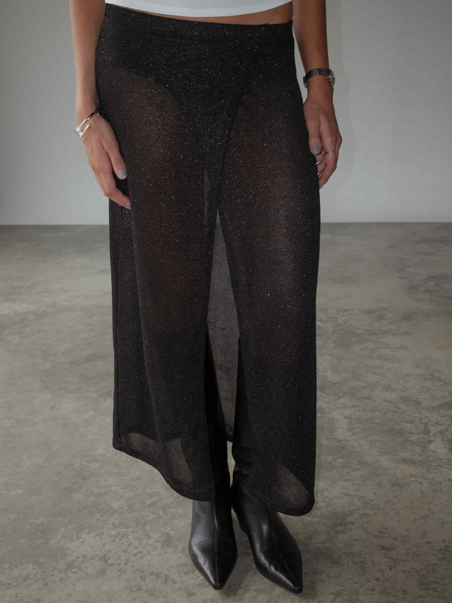 OVER LONG SKIRT - GLOSSY BLACK - miniatura 13
