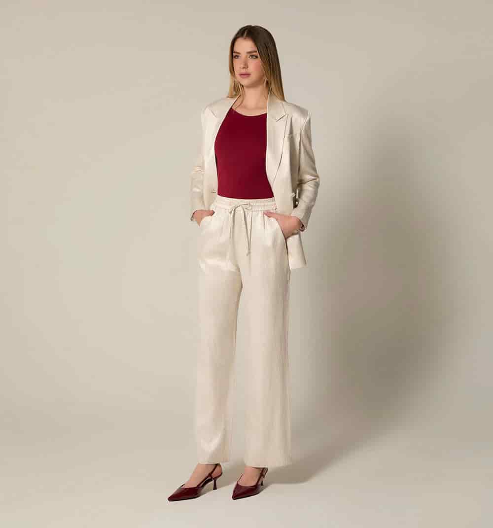 Pantalon recto efecto jacquard - miniatura 1