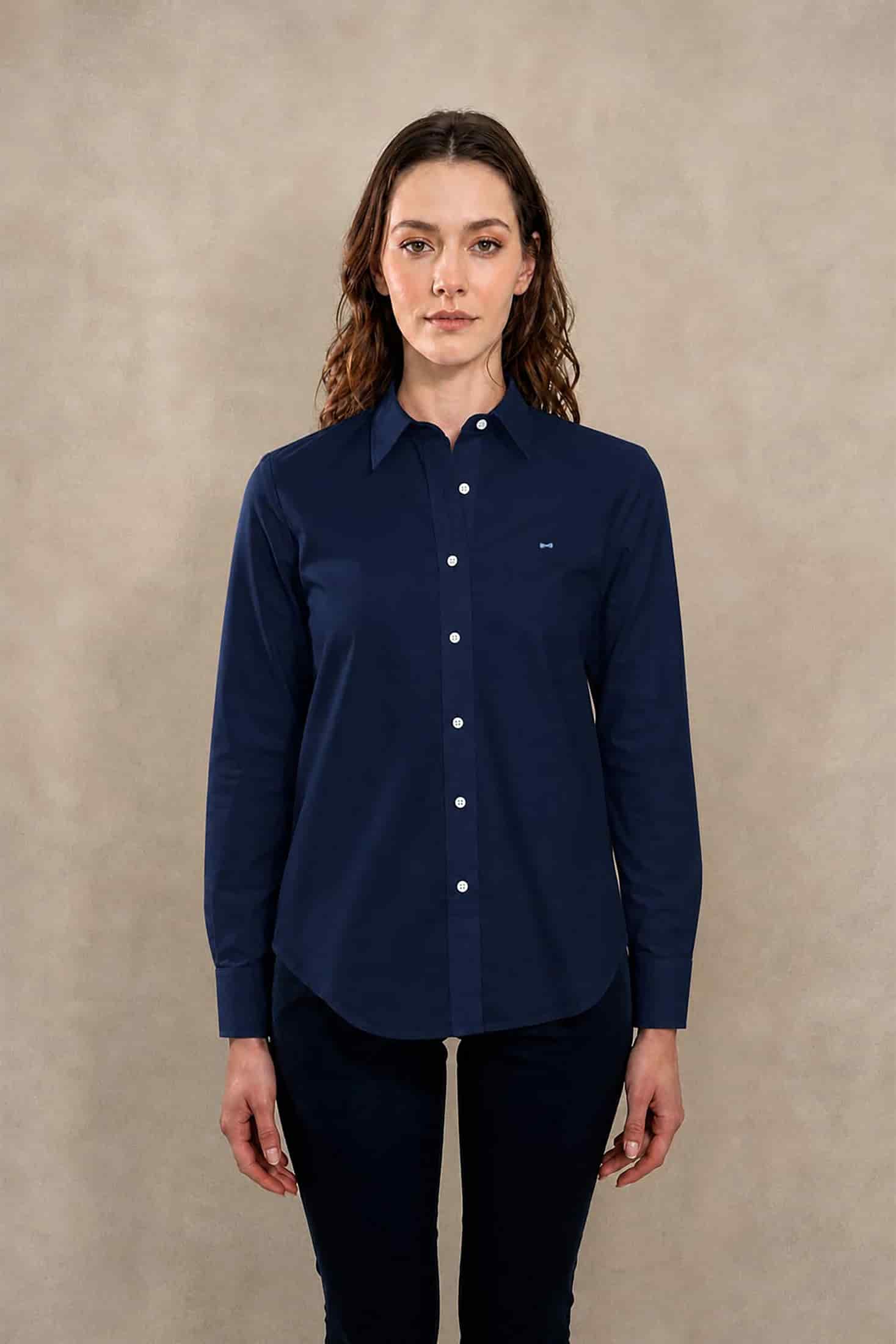 Camisa Antimanchas Oxford de Mujer Azul Navy - miniatura 1