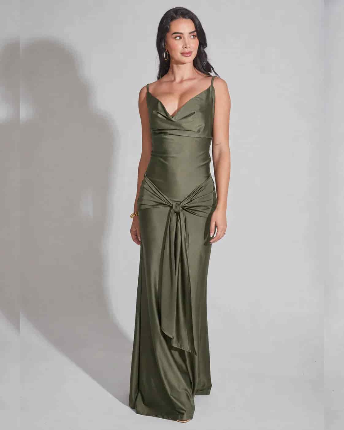 Vestido de Fiesta Drapeado Anudado - miniatura 2