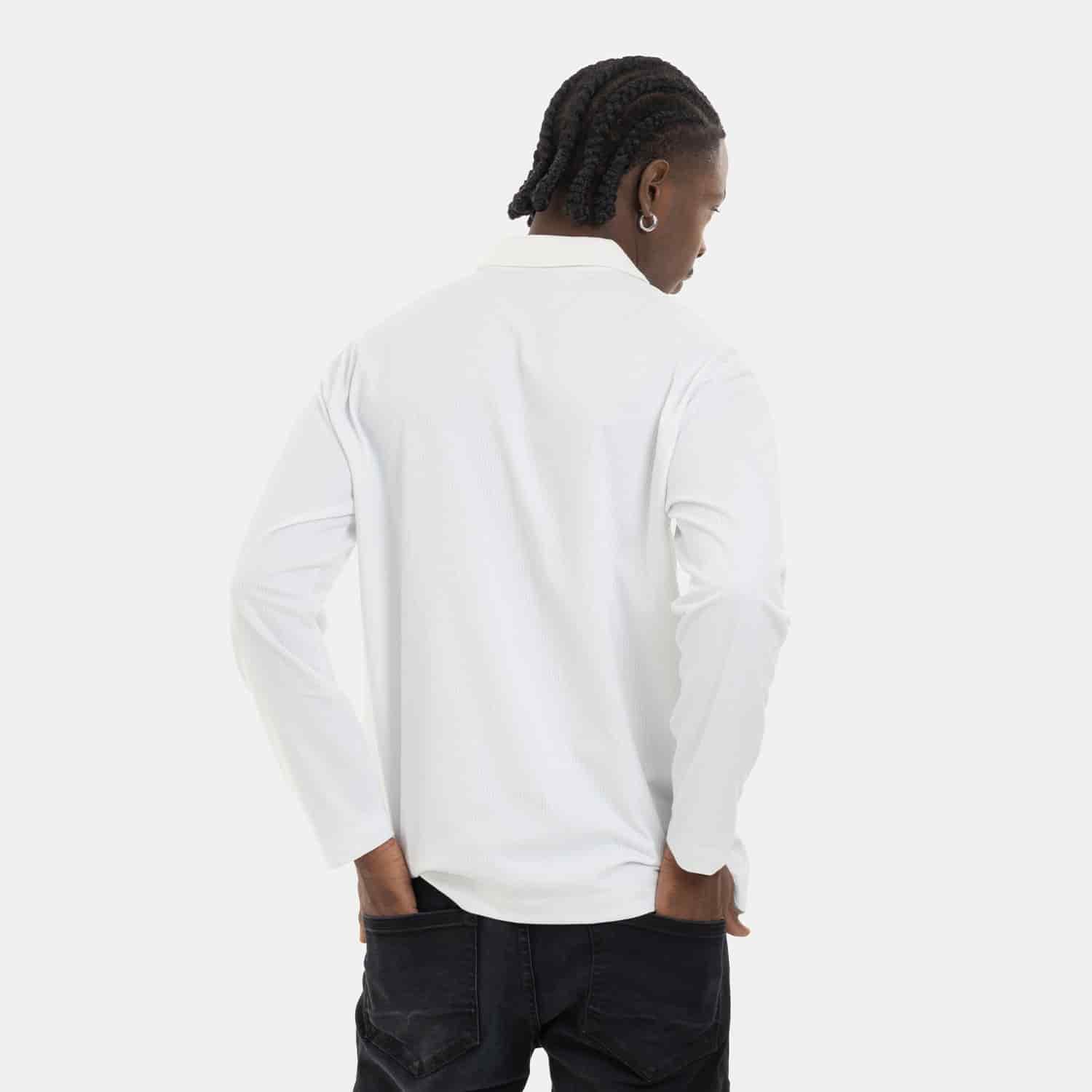 Zip Polo Sweatshirt White - miniatura 4