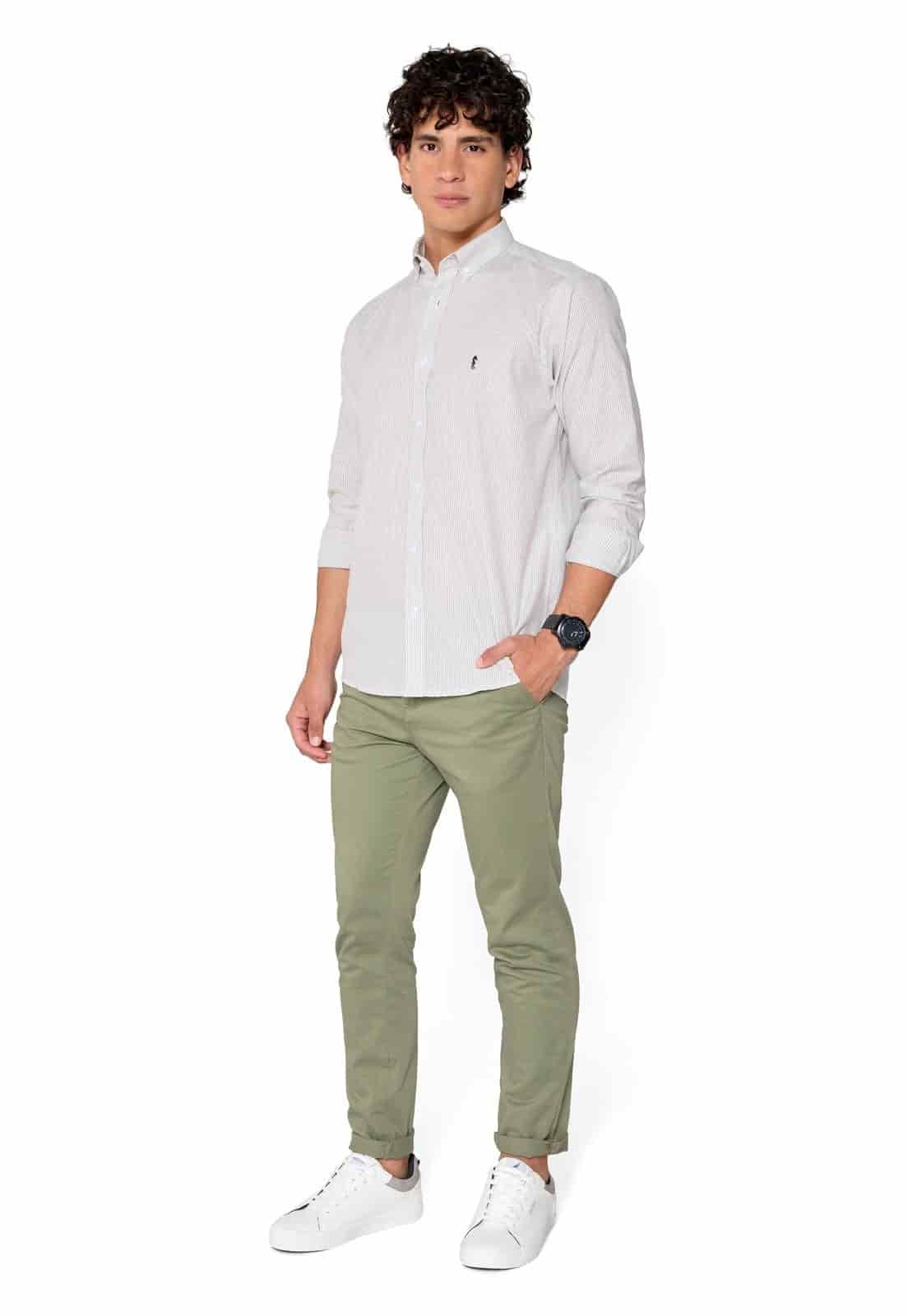 Camisa Manga Larga Oxford Rayas Grises - miniatura 5