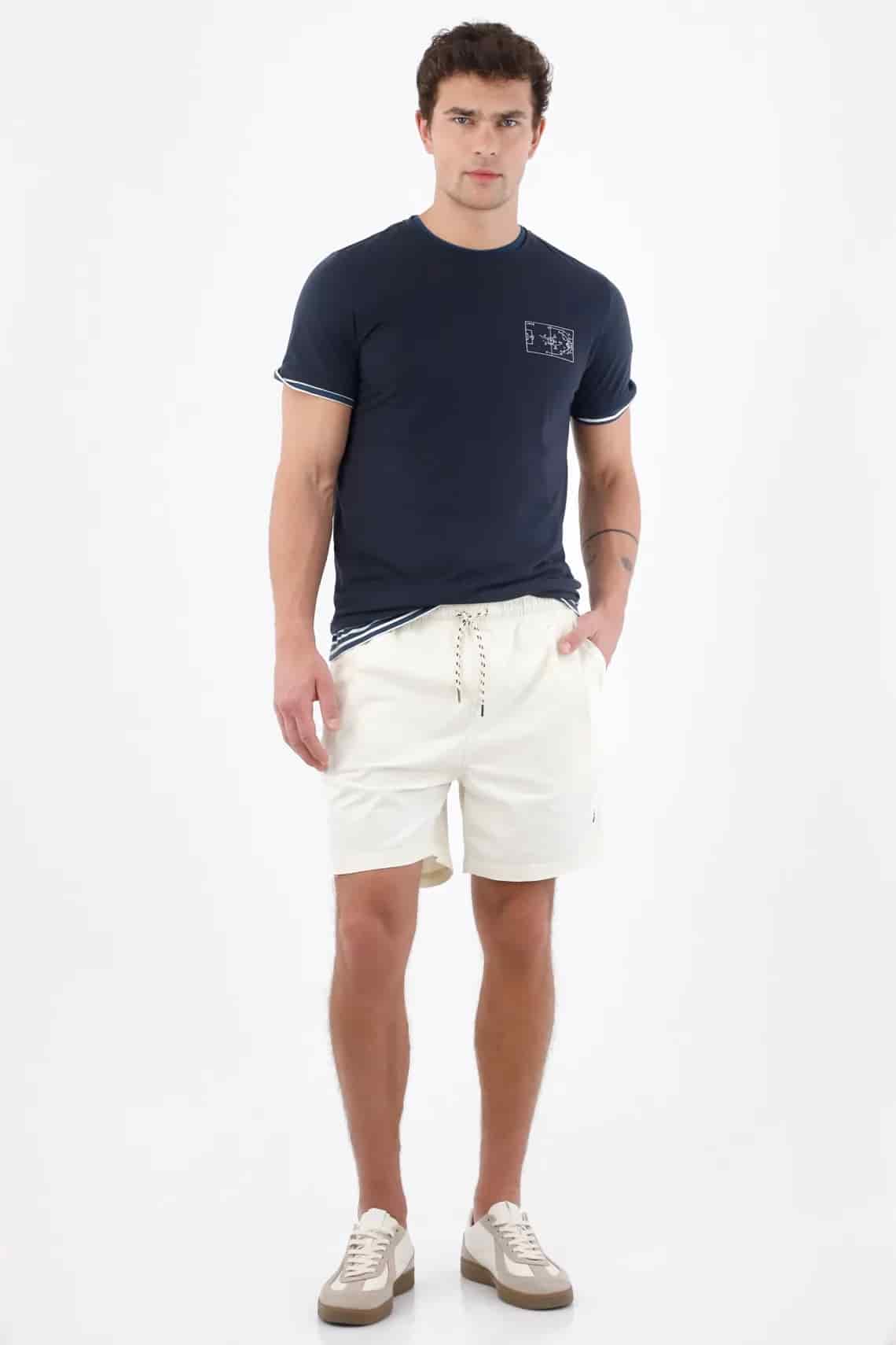 Camiseta regular fit con cuello en contraste en azul marino para hombre - miniatura 3