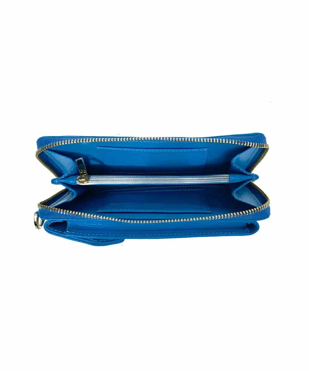 Bolso Porta Celular en Cuero Azul Celeste - miniatura 2