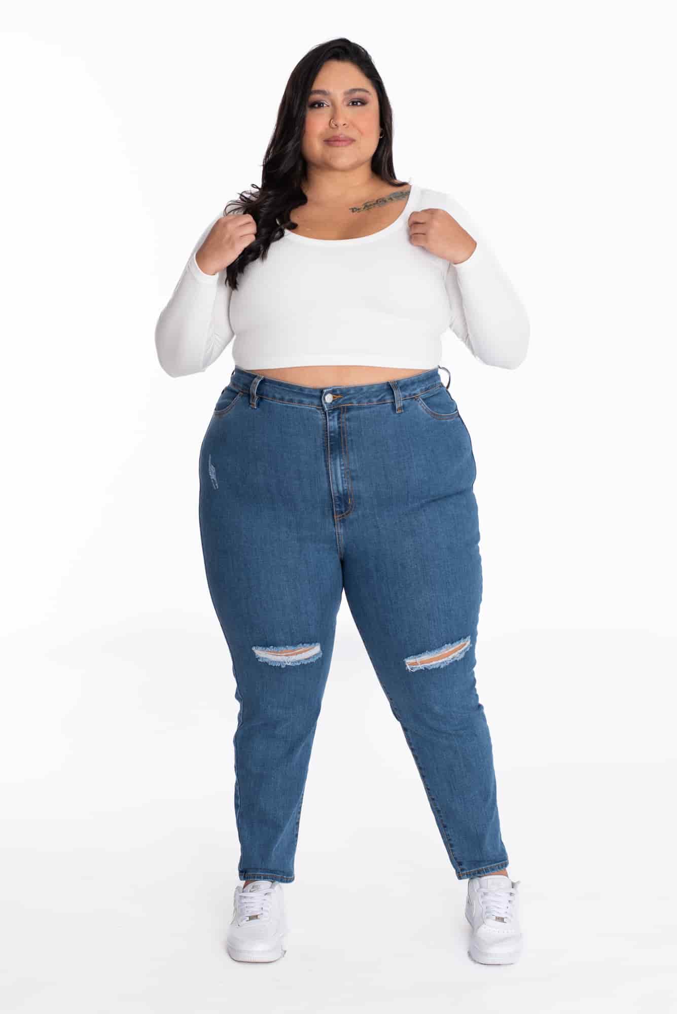 Jean Skinny Azul Medio Roto 407 - miniatura 15