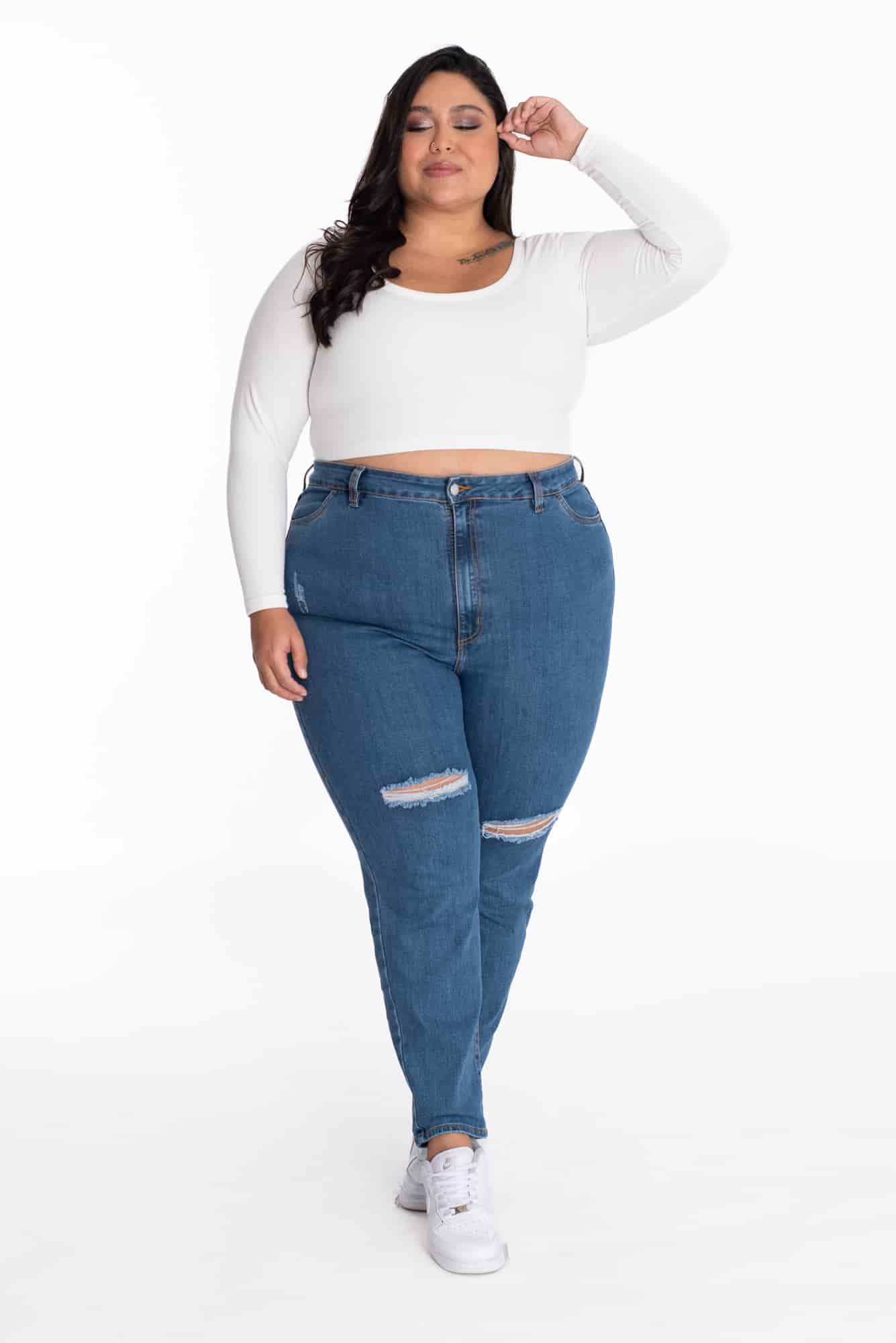 Jean Skinny Azul Medio Roto 407 - miniatura 8