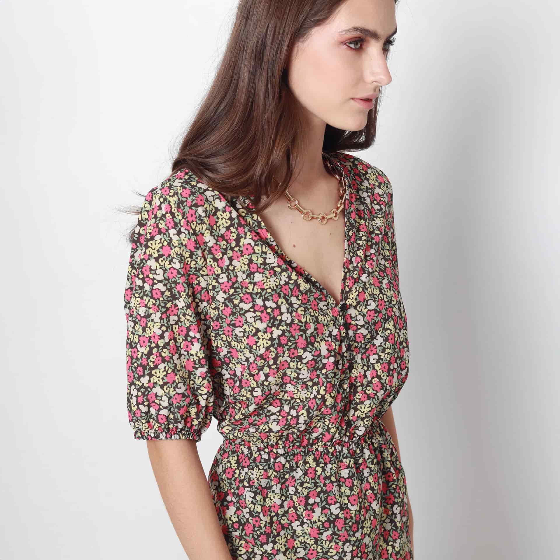 Vestido Cuello V Manga Corta - miniatura 3