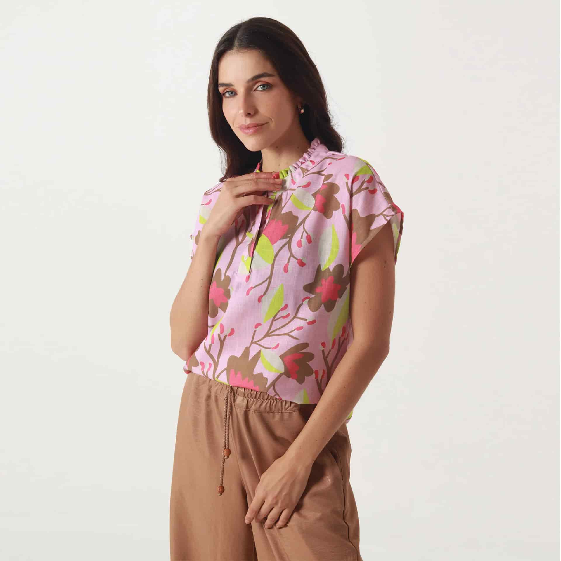 Blusa Cuello Redondo Manga Corta - miniatura 1
