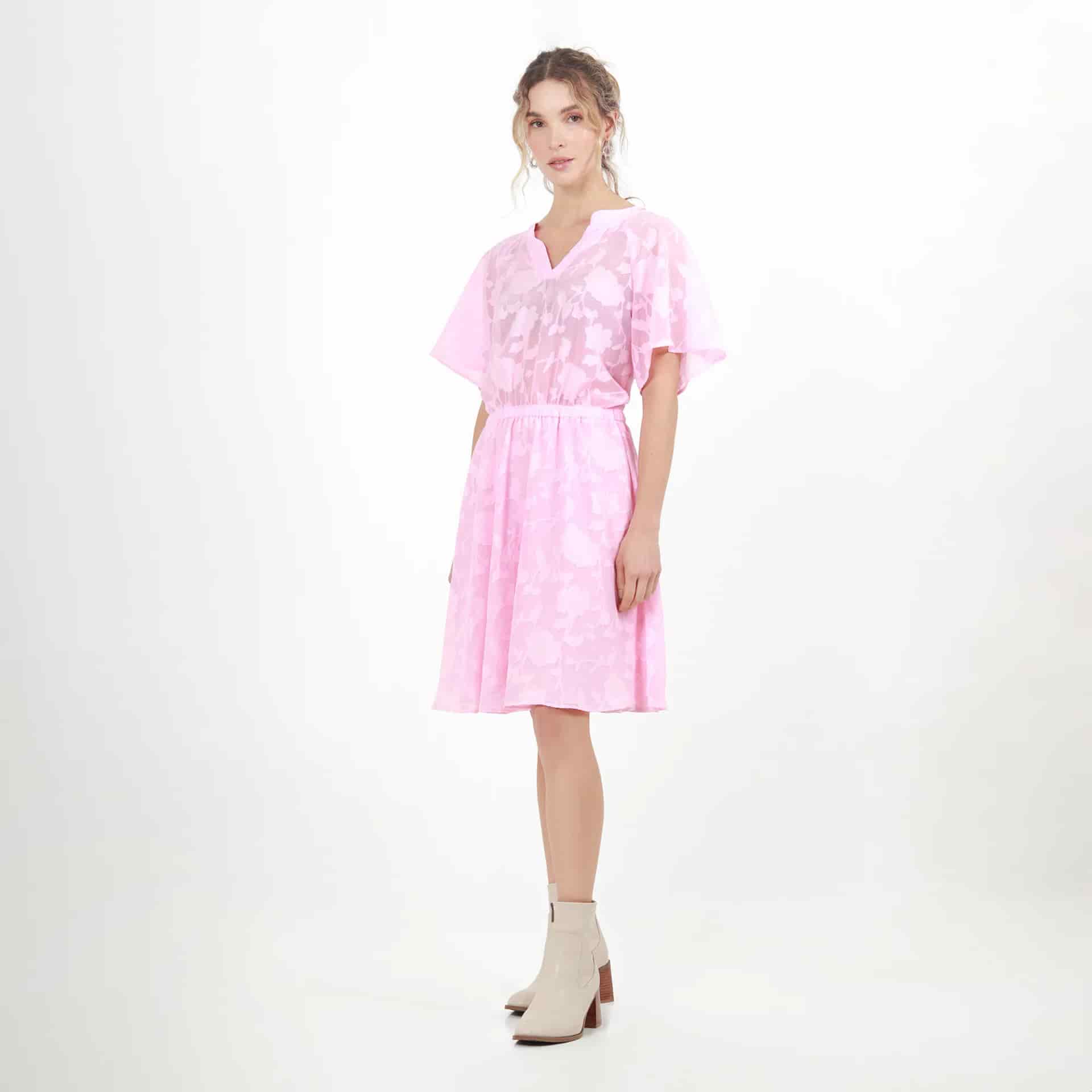 Vestido Cuello V Manga Corta - miniatura 1