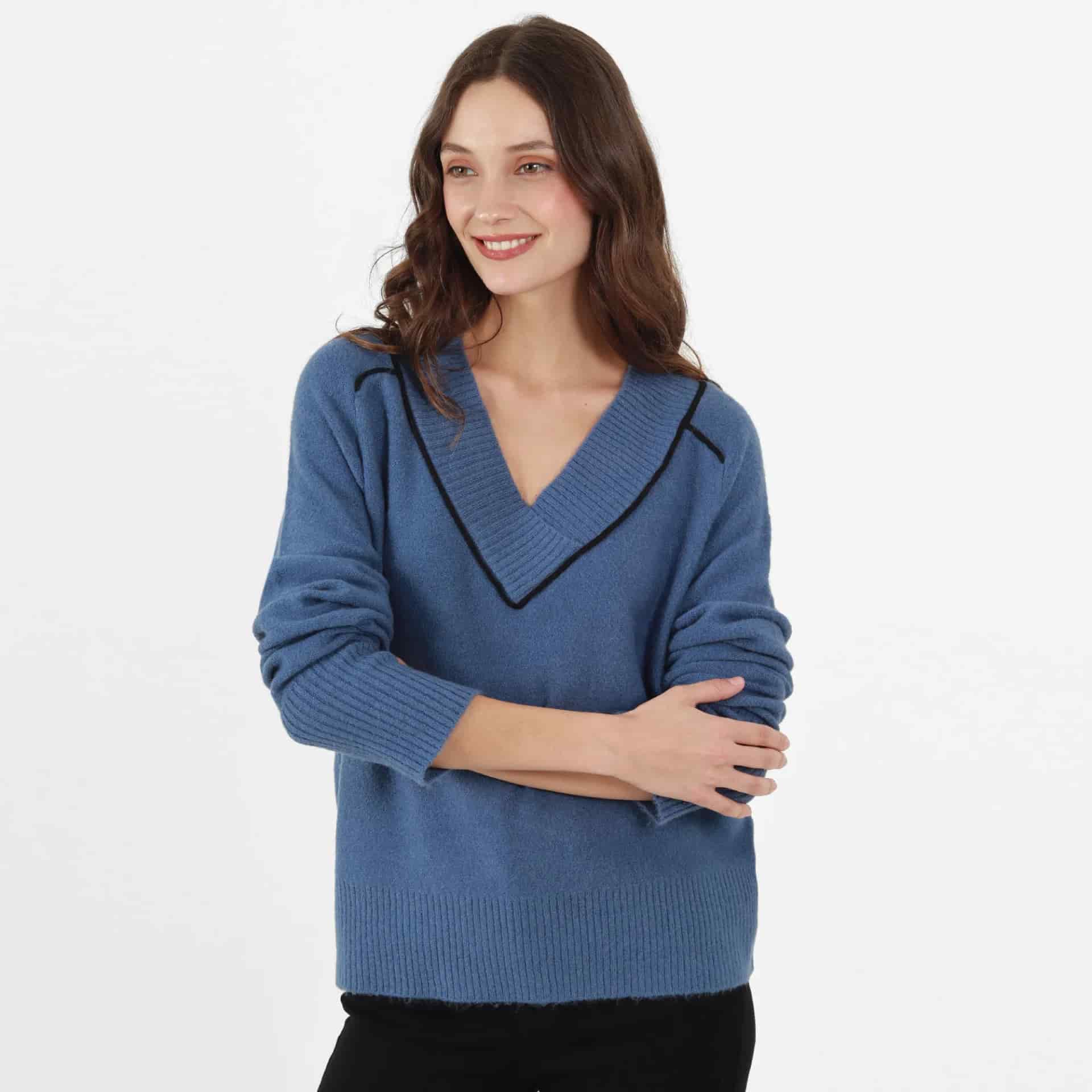 Sweater Cuello V Manga Larga - miniatura 1