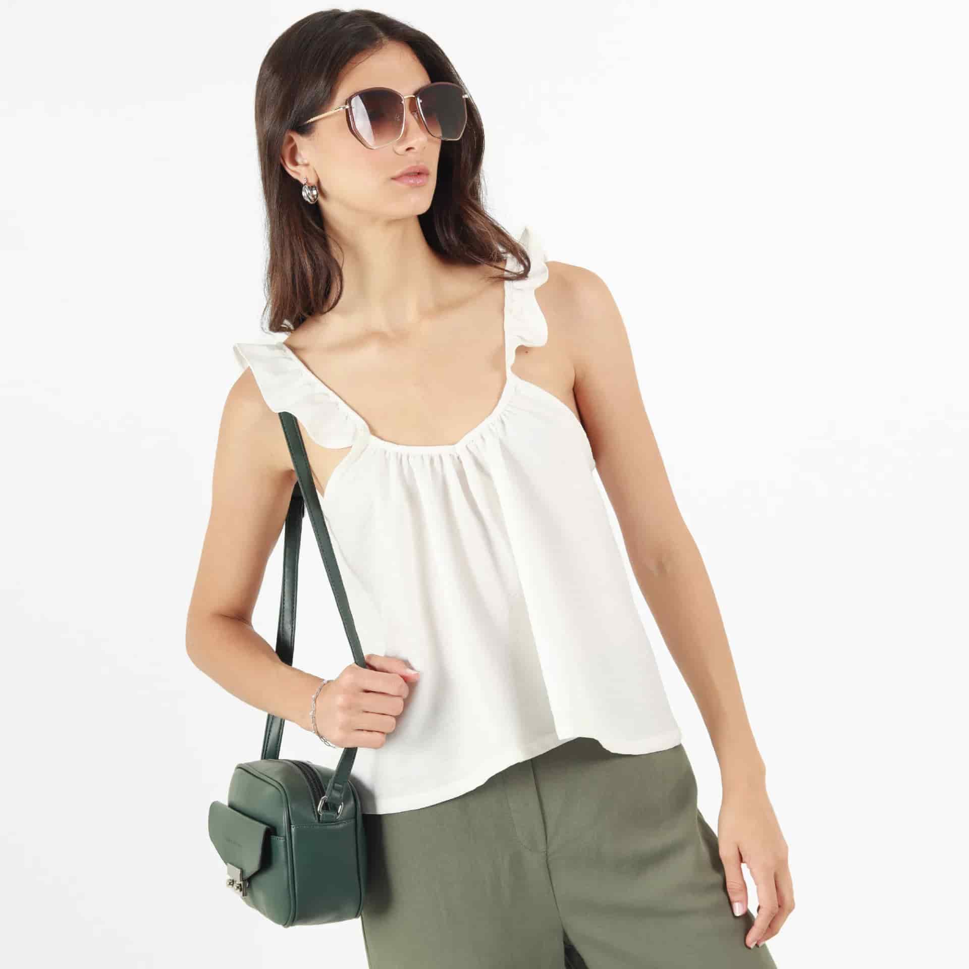 Blusa Cuello Strap Manga Tiras - miniatura 1