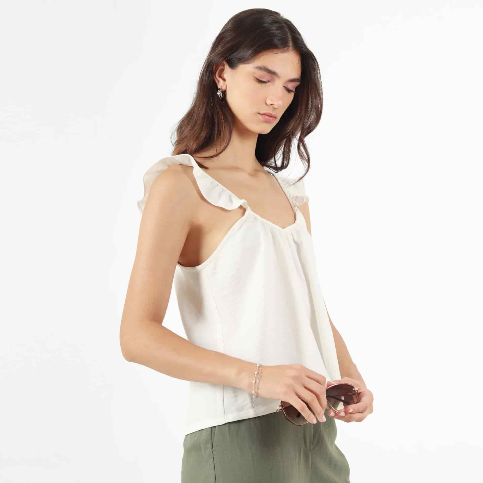 Blusa Cuello Strap Manga Tiras - miniatura 3