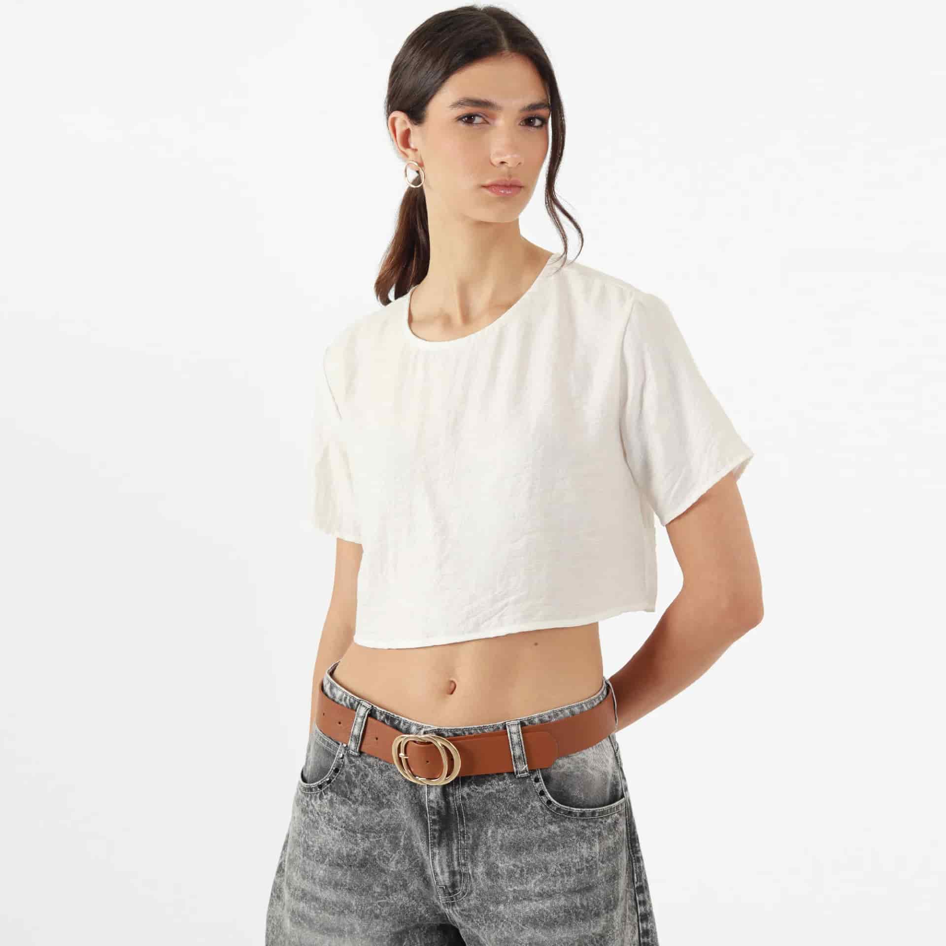 Blusa Cuello Redondo Manga Corta - miniatura 1