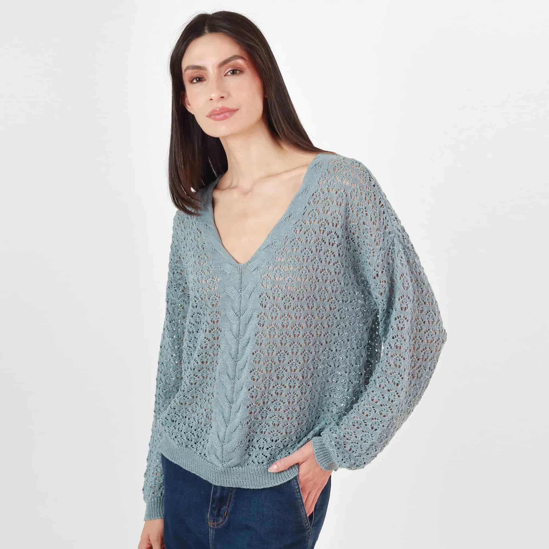 Sweater Cuello V Manga Larga - miniatura 1