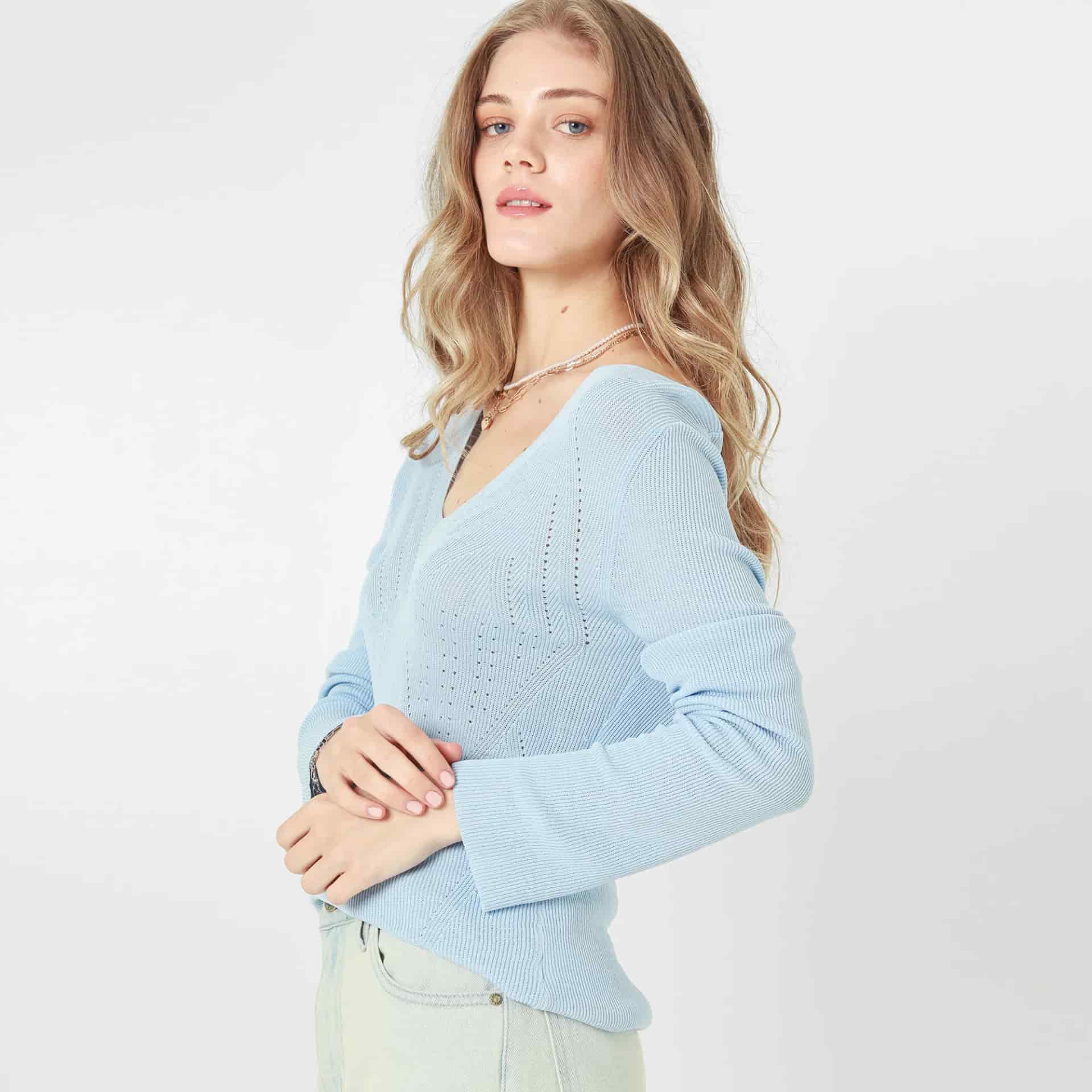 Sweater Cuello V Manga Larga - miniatura 1