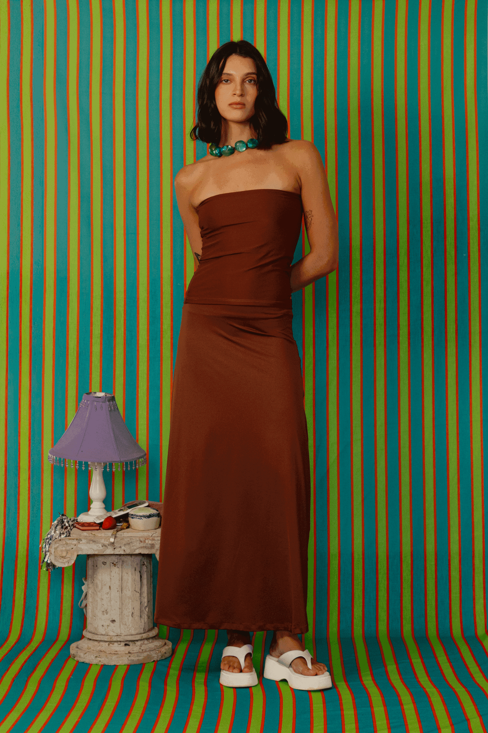 Brown Long Skirt - miniatura 3