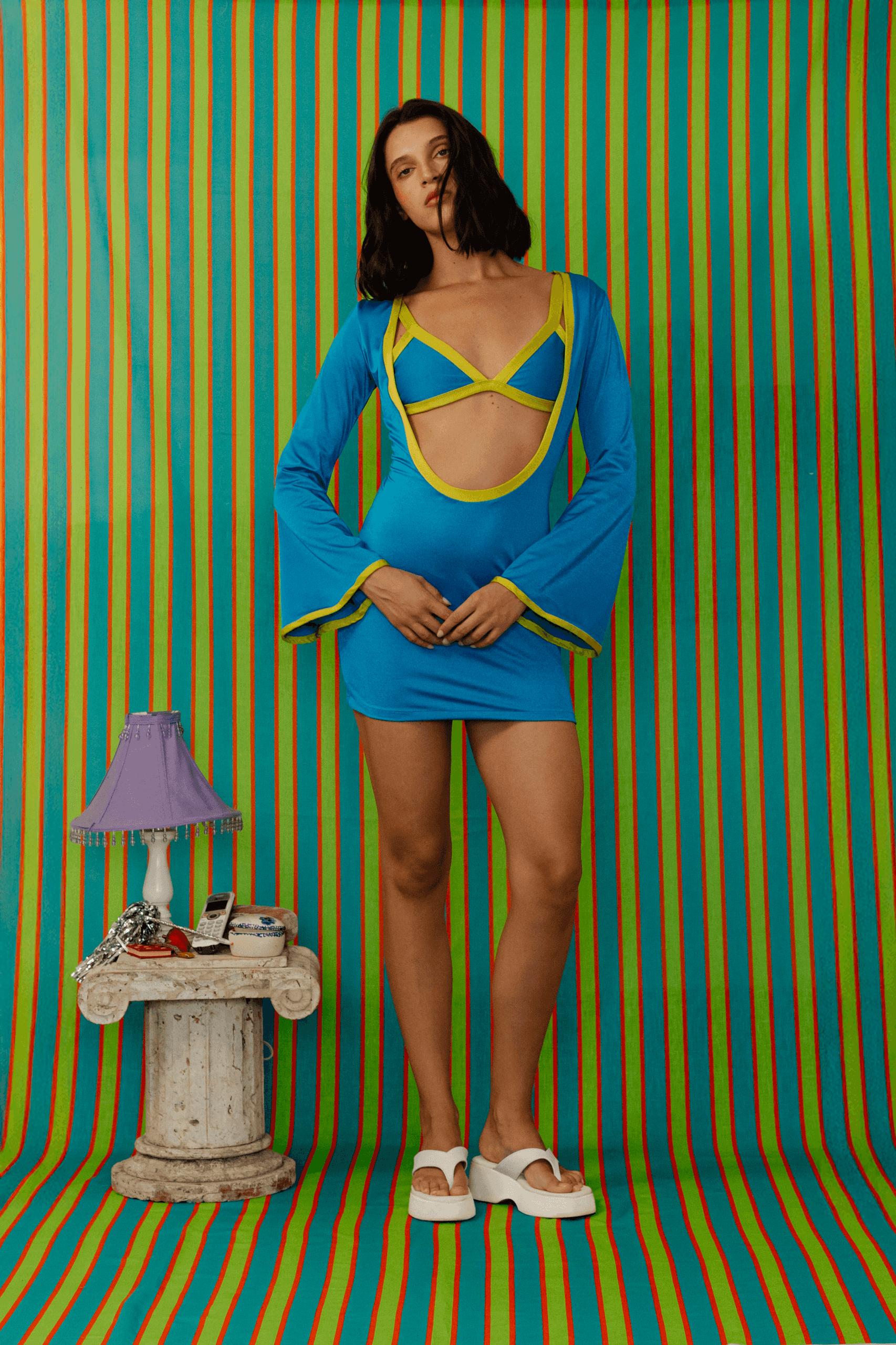 Lallywood Dress In Aqua - miniatura 5