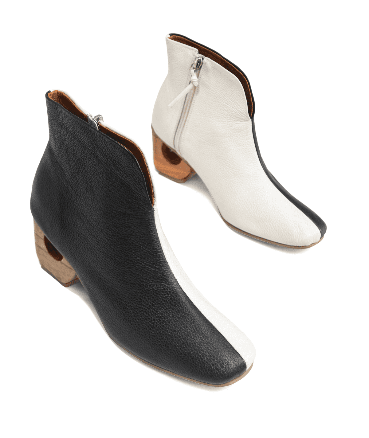 barbra bitono botas en cuero genuino con tacon en madera - miniatura 1