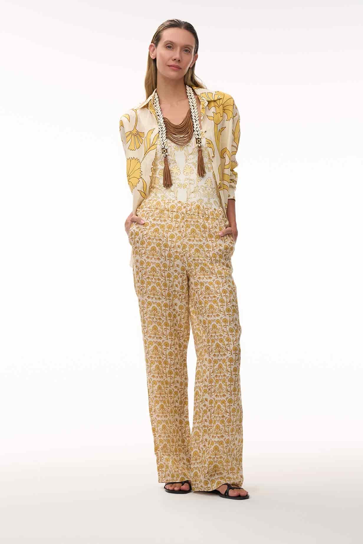 San Benito Linen Pants / Yellow Flowers - miniatura 3