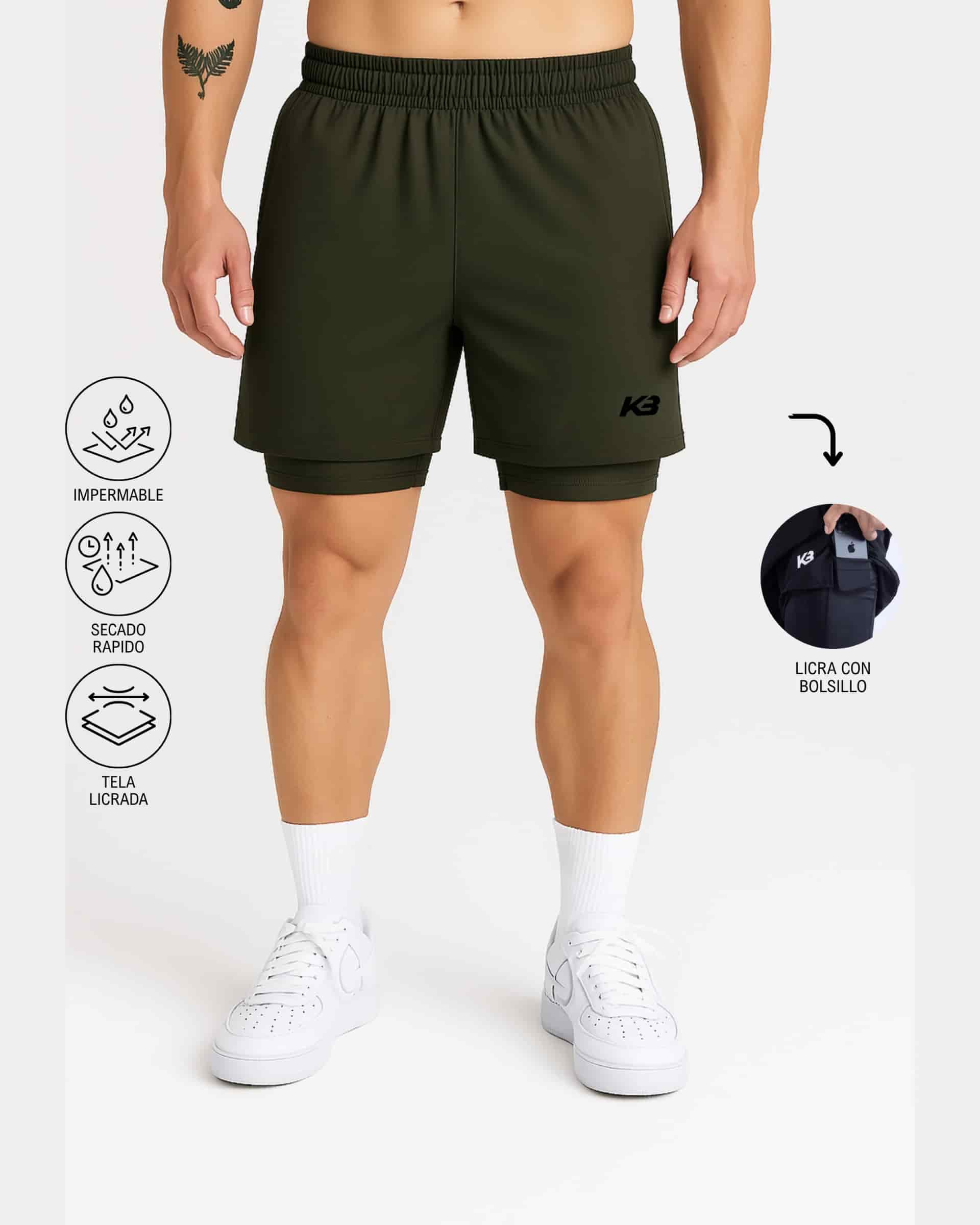 Pantaloneta Con Licra Y Bolsillo┃KBMEN RF.103 - miniatura 2