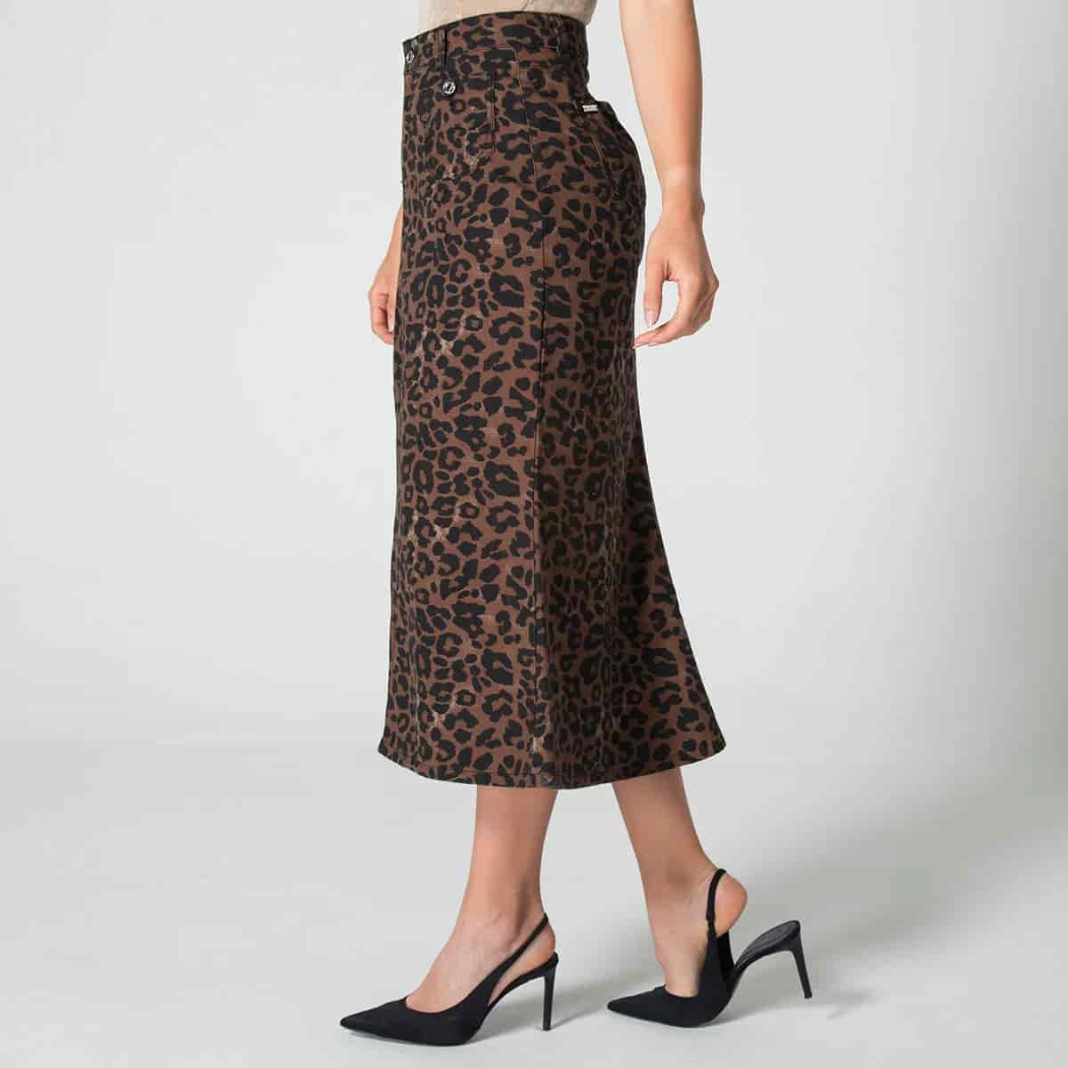 Falda Larga Slim Animal Print Midi Gadiel - miniatura 6