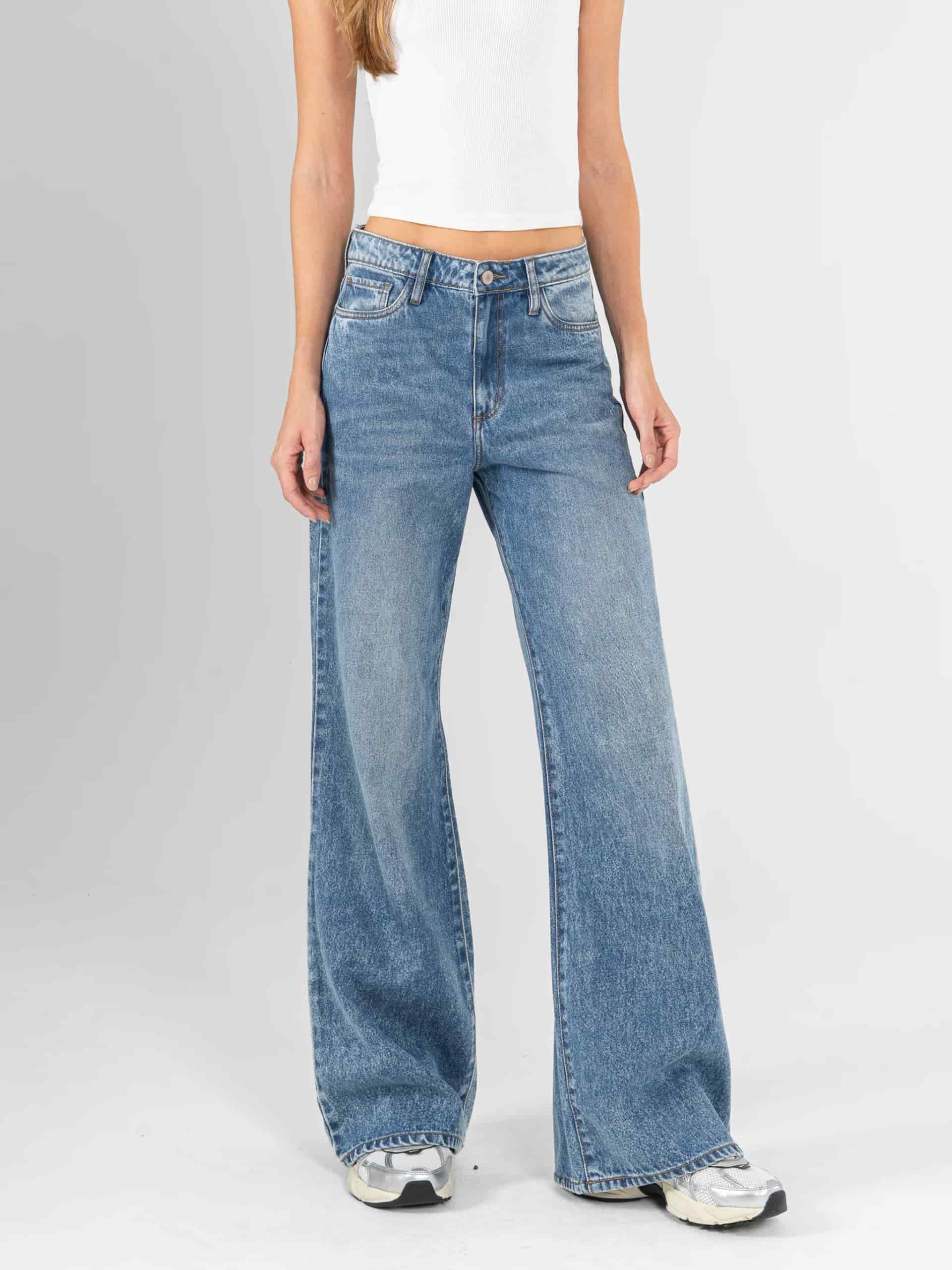 Ref: 066233 Jean Mom Flare, rígido, tiro alto, tono azul medio, diseño cinco bolsillos - miniatura 5