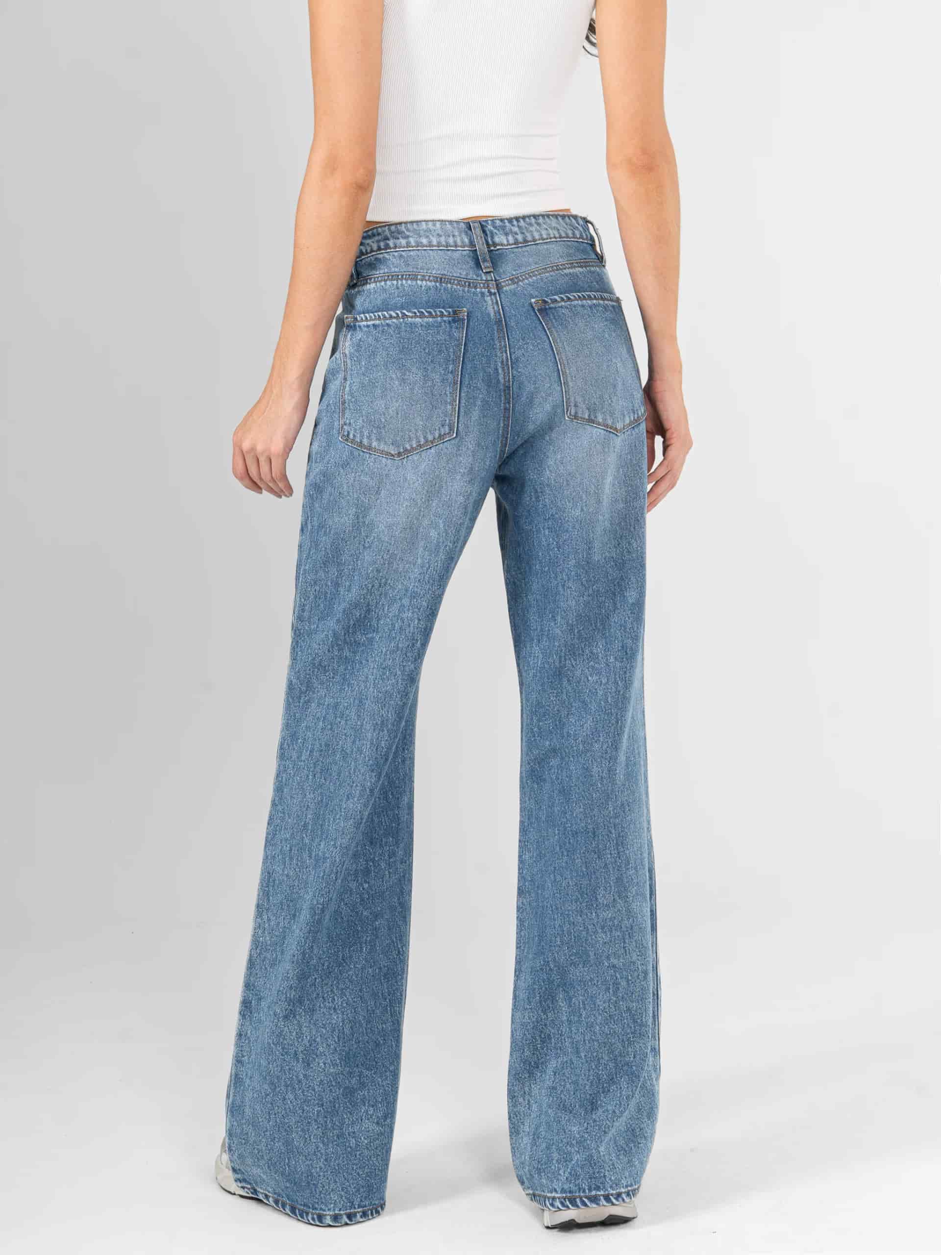 Ref: 066233 Jean Mom Flare, rígido, tiro alto, tono azul medio, diseño cinco bolsillos - miniatura 6