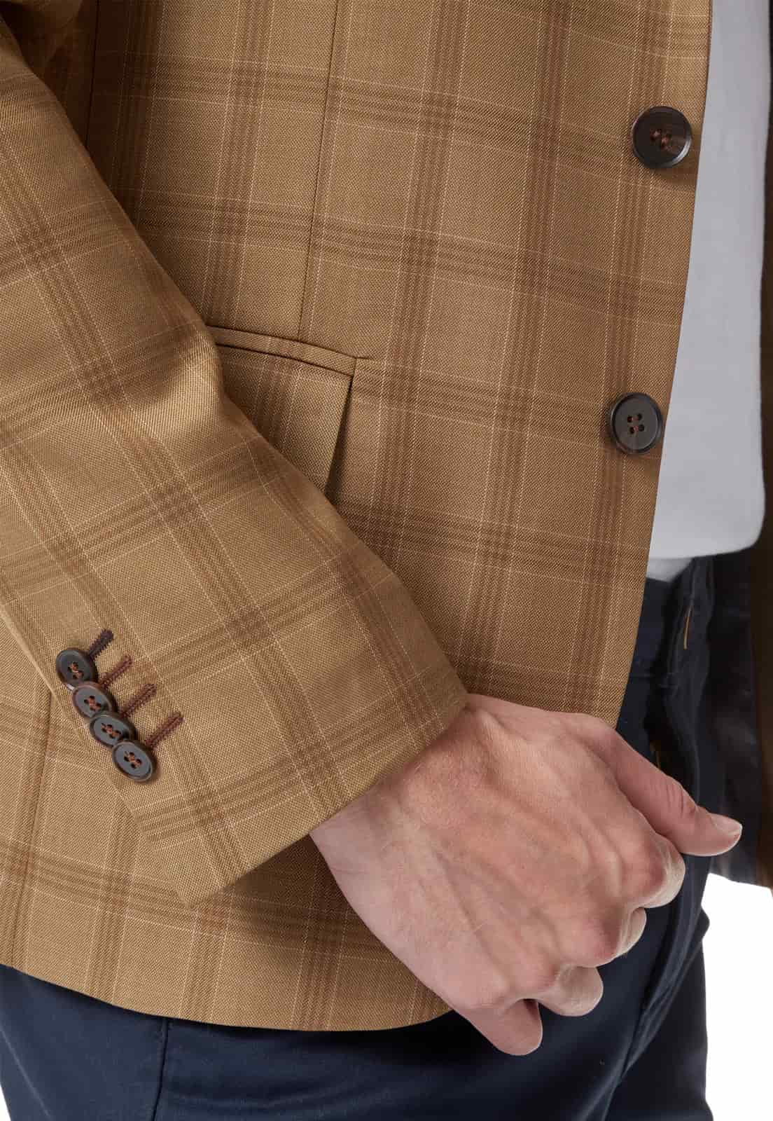 Blazer clásico a cuadros camel. - miniatura 6