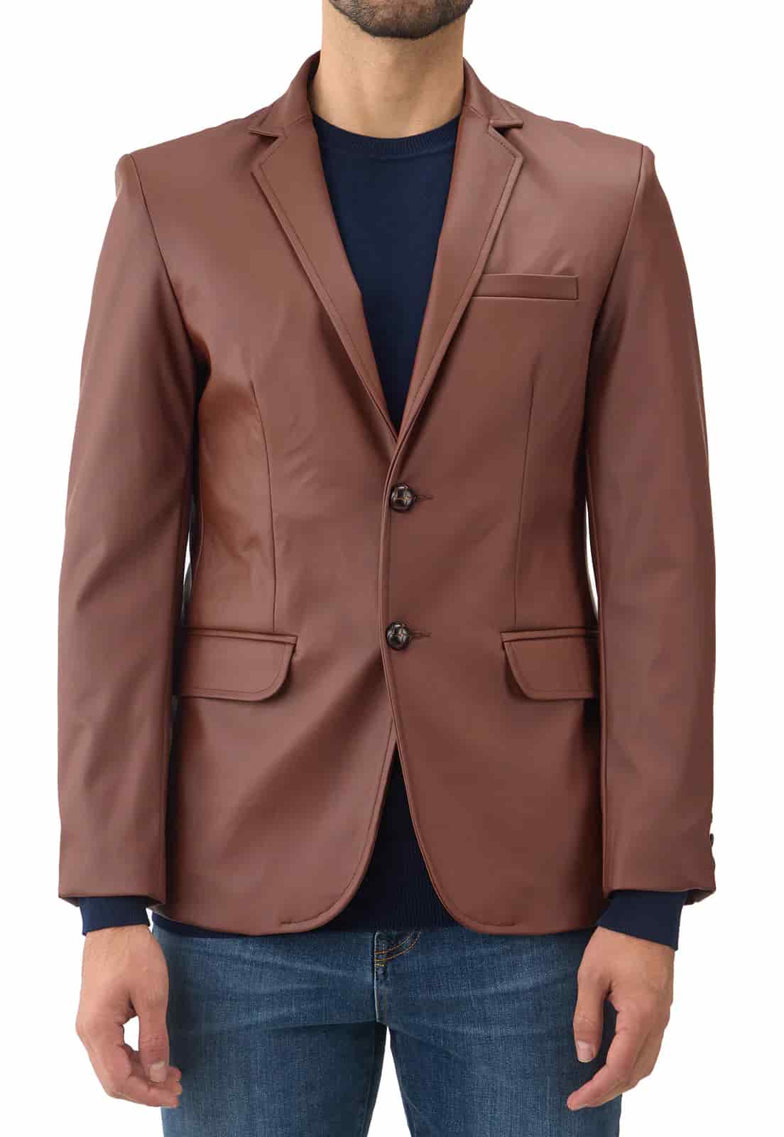 Blazer en cuerina café - miniatura 4