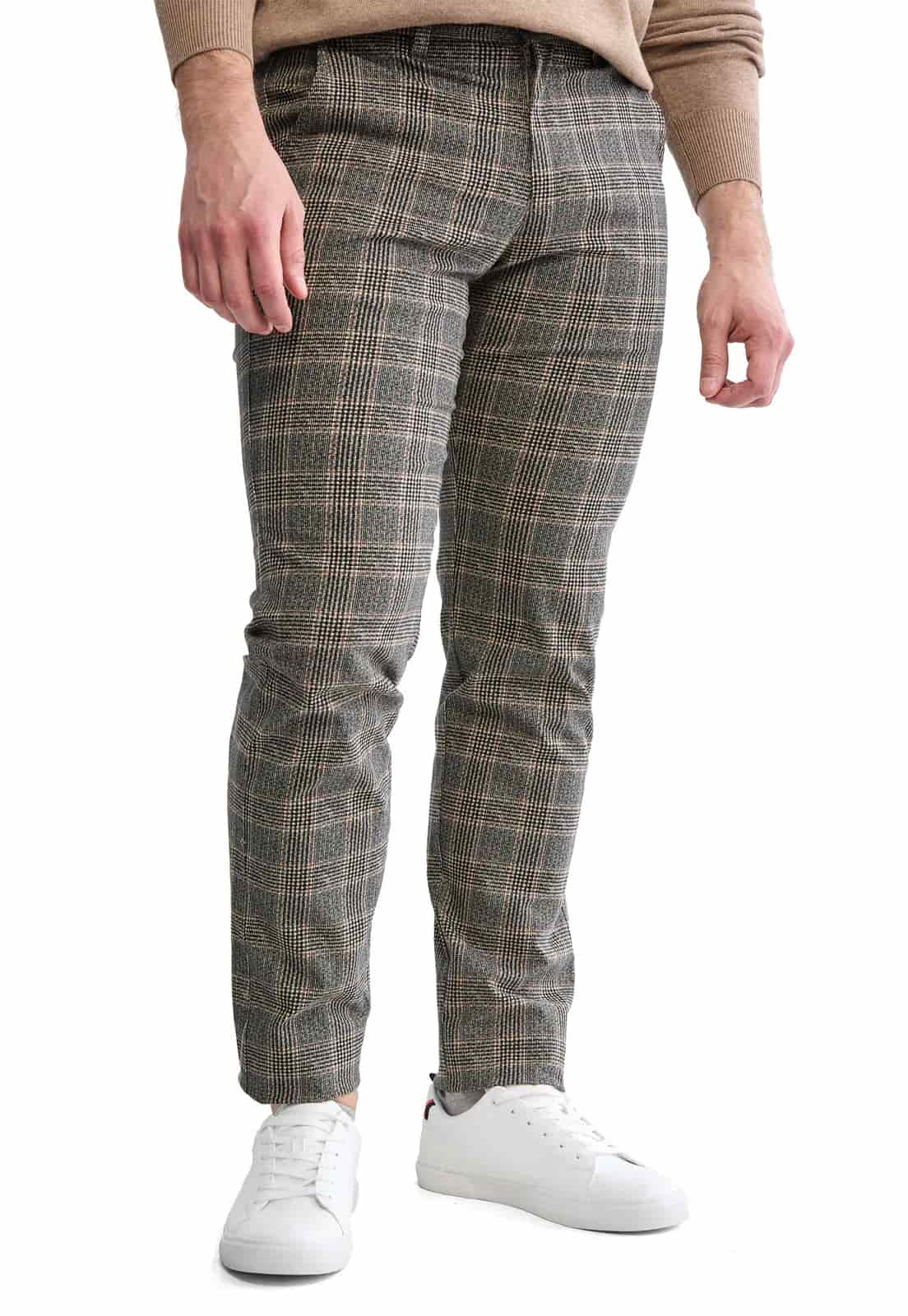 Pantalón dril a cuadros gris con camel - miniatura 2