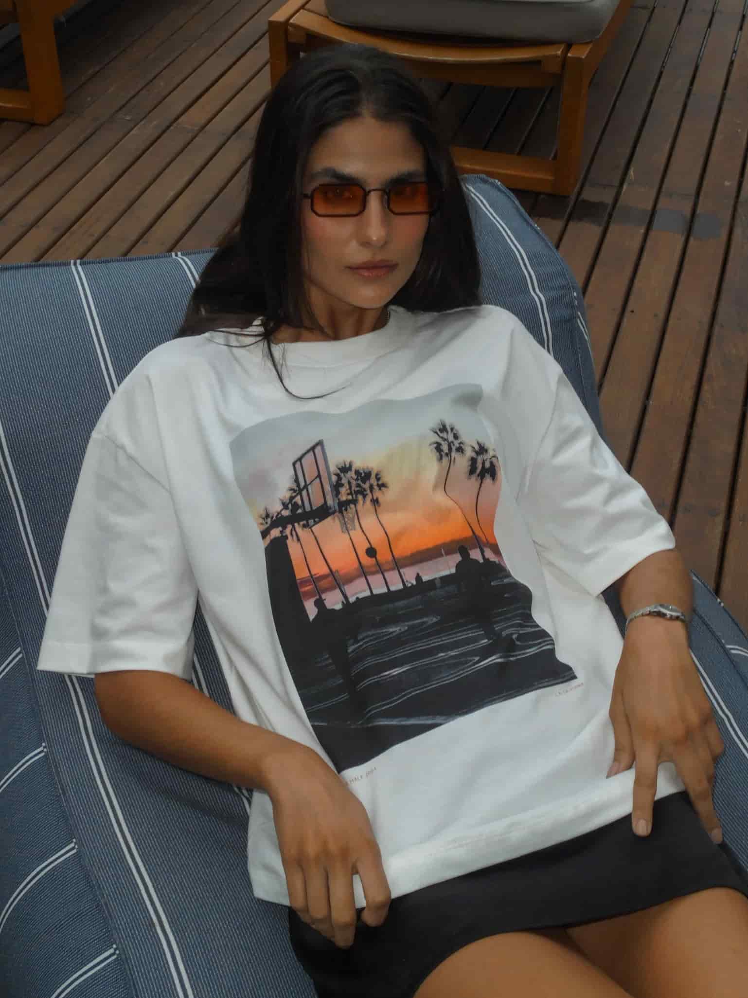 L.A. SUNSET PHOTOGRAPHY T-SHIRT - SOFT WHITE - miniatura 18
