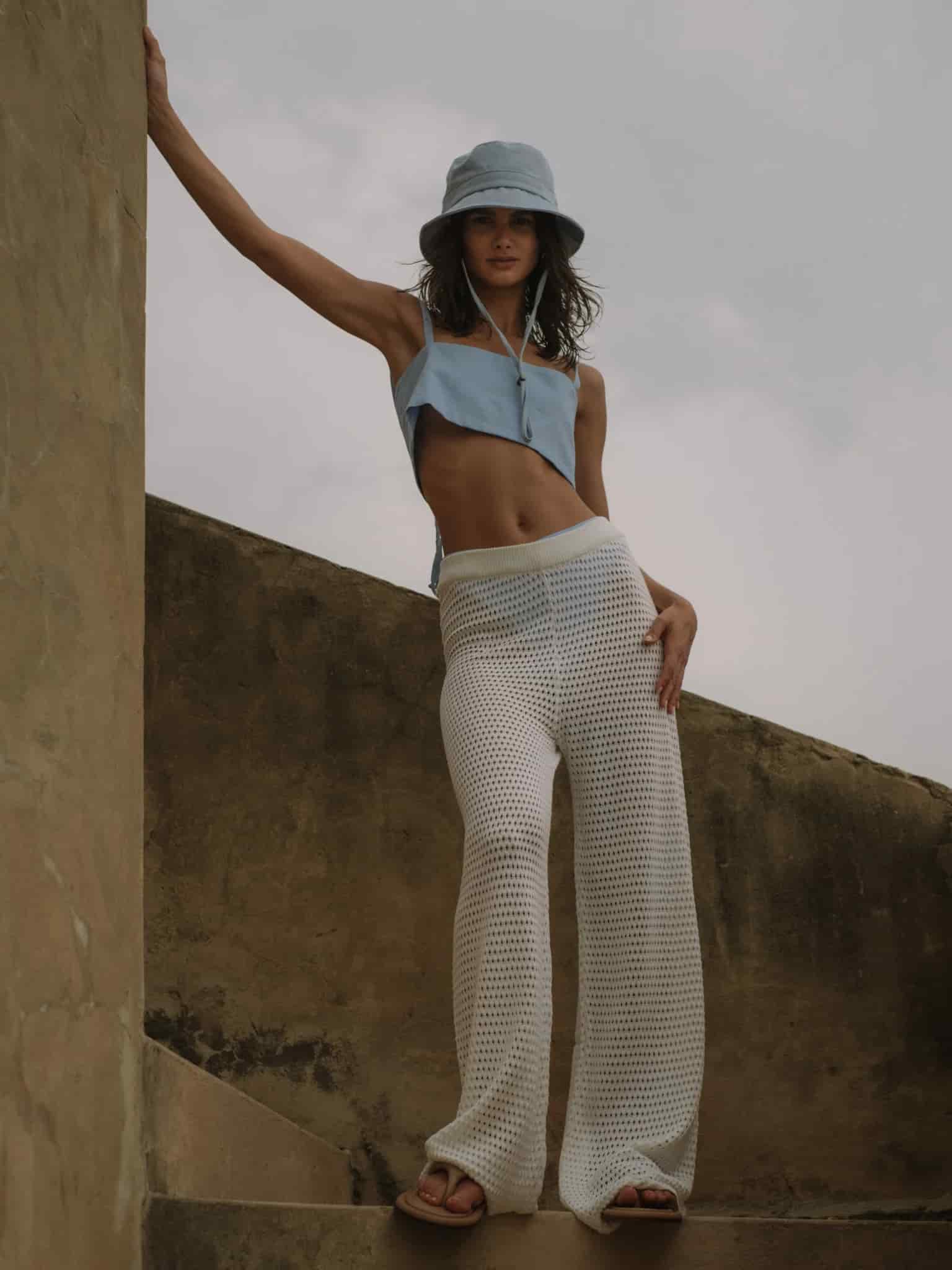 SQUARE LINEN TOP - BABY BLUE - miniatura 8
