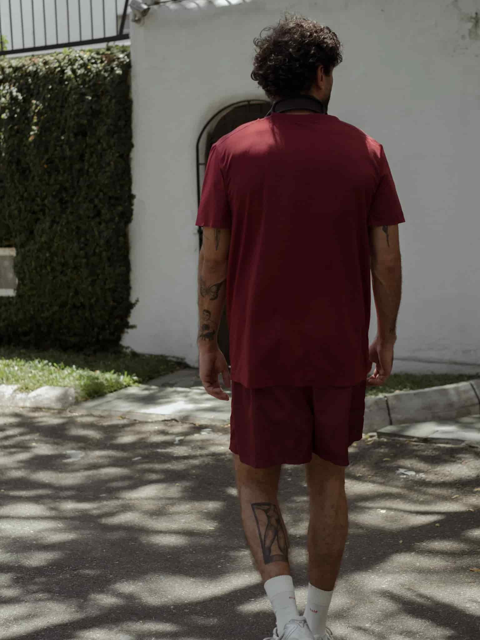 MEN STRUCTURED WORKOUT T-SHIRT - BERRY - miniatura 12