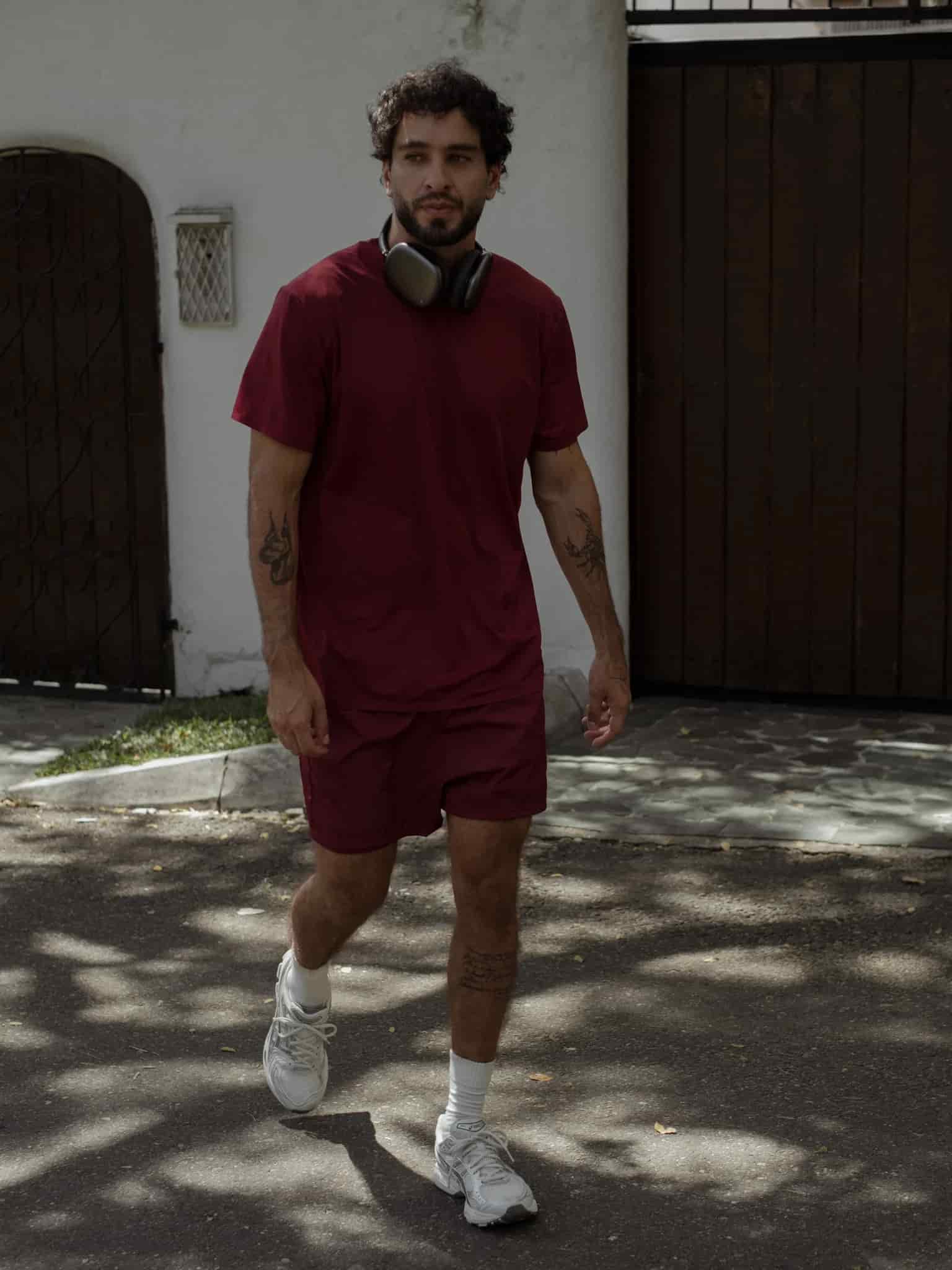 MEN STRUCTURED WORKOUT T-SHIRT - BERRY - miniatura 2