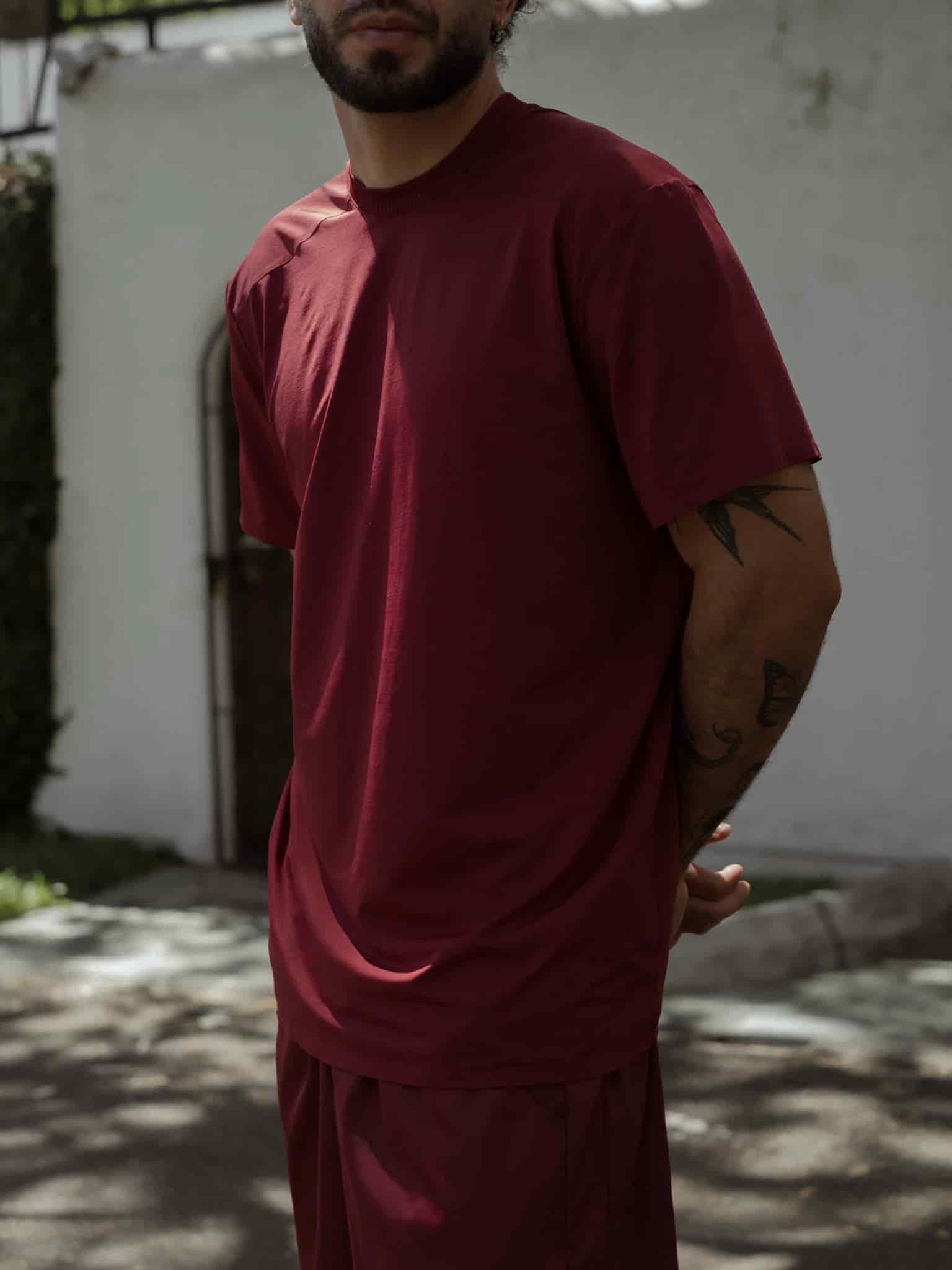 MEN STRUCTURED WORKOUT T-SHIRT - BERRY - miniatura 11