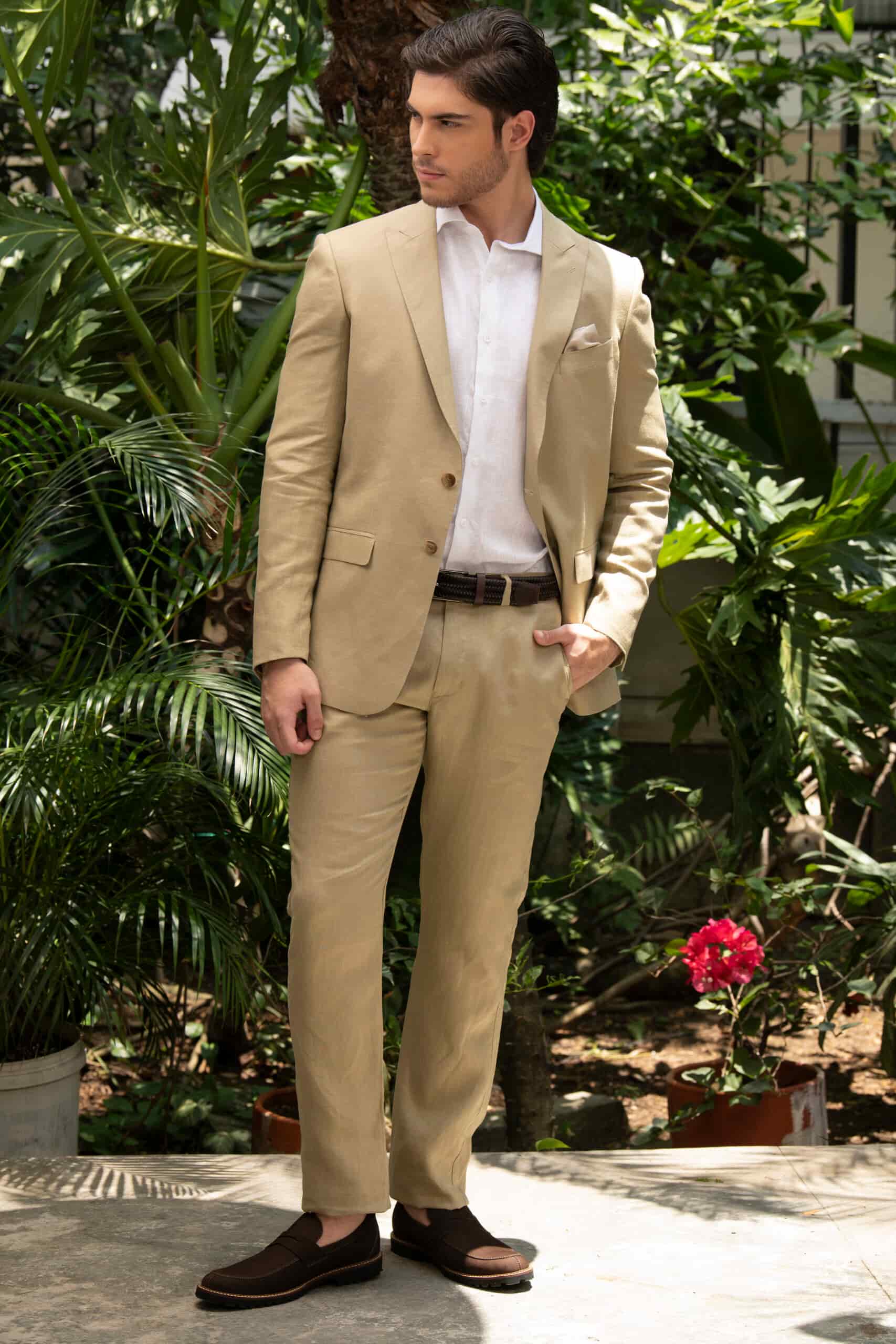 Traje Slim Fit 100% Lino Verde Aloe - miniatura 13
