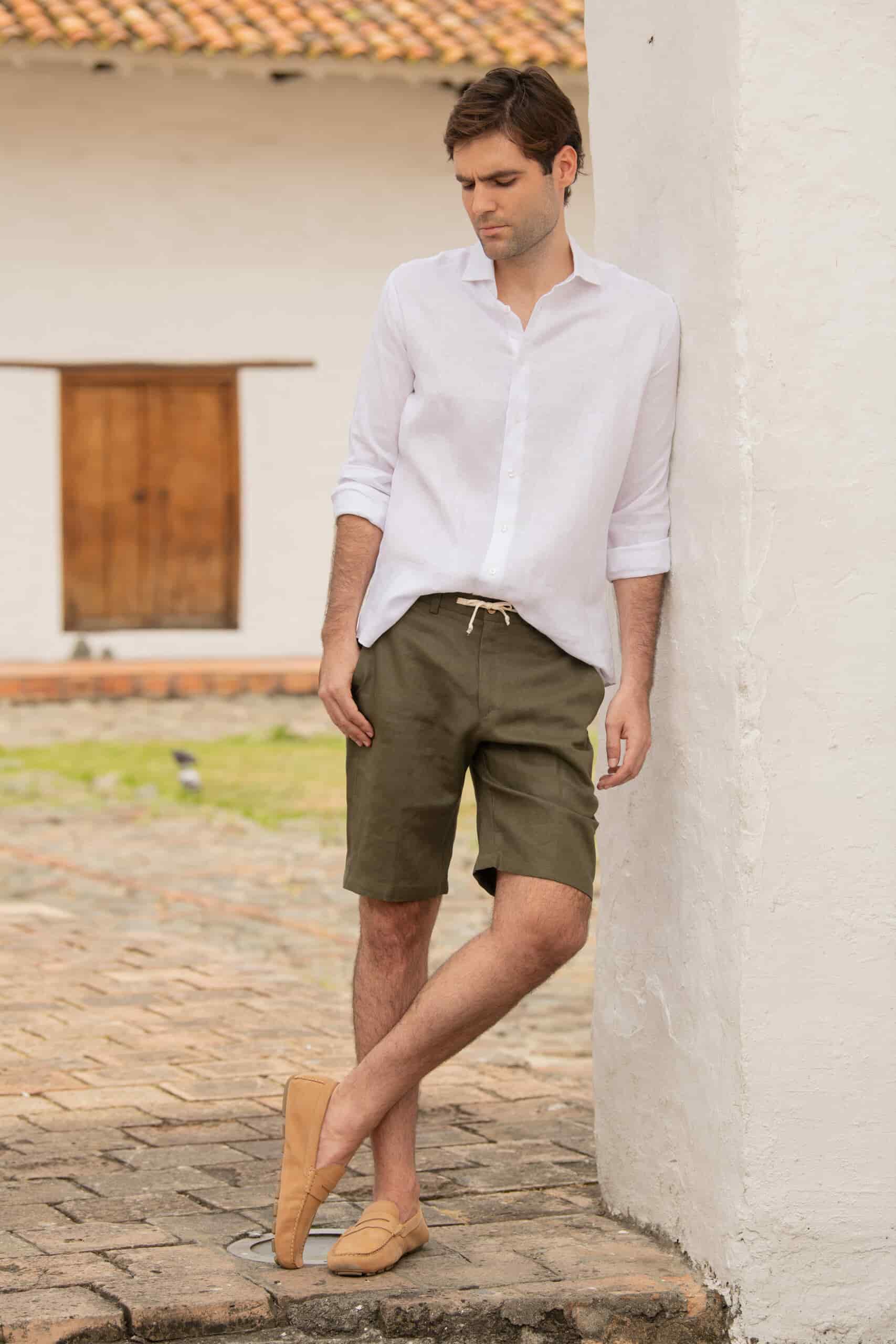 Camisa Classic Fit 100% Lino Blanco - miniatura 3