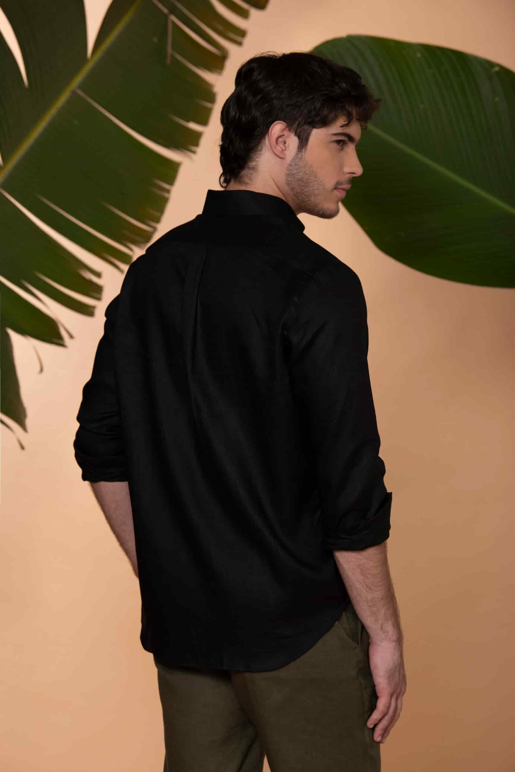 Camisa Sirocco Lino Negro - miniatura 3